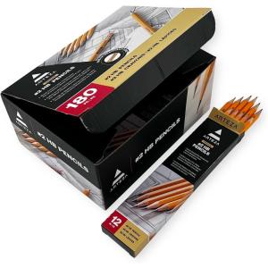 ARTEZA HB Pencils #2, Pack of 180, Wood-Cased Graphite Pencils in Bulk, Pre-Sharpened, Office and School Supplies for Exams, Classrooms, Students