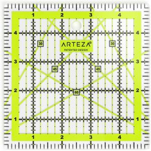 ARTEZA Quilting Ruler, Laser Cut Acrylic, Double Colored Grid Lines, 6″x6″(5×5)