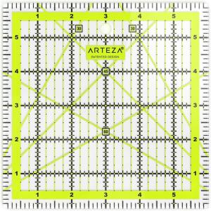 ARTEZA Quilting Ruler, Laser Cut Acrylic, Double Colored Grid Lines, 6″x6″(6×6)