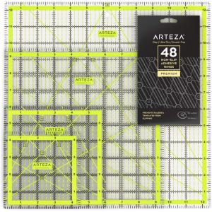 ARTEZA Quilting Ruler, Laser Cut Acrylic, Double Colored Grid Lines, 6″x6″(Set 4)