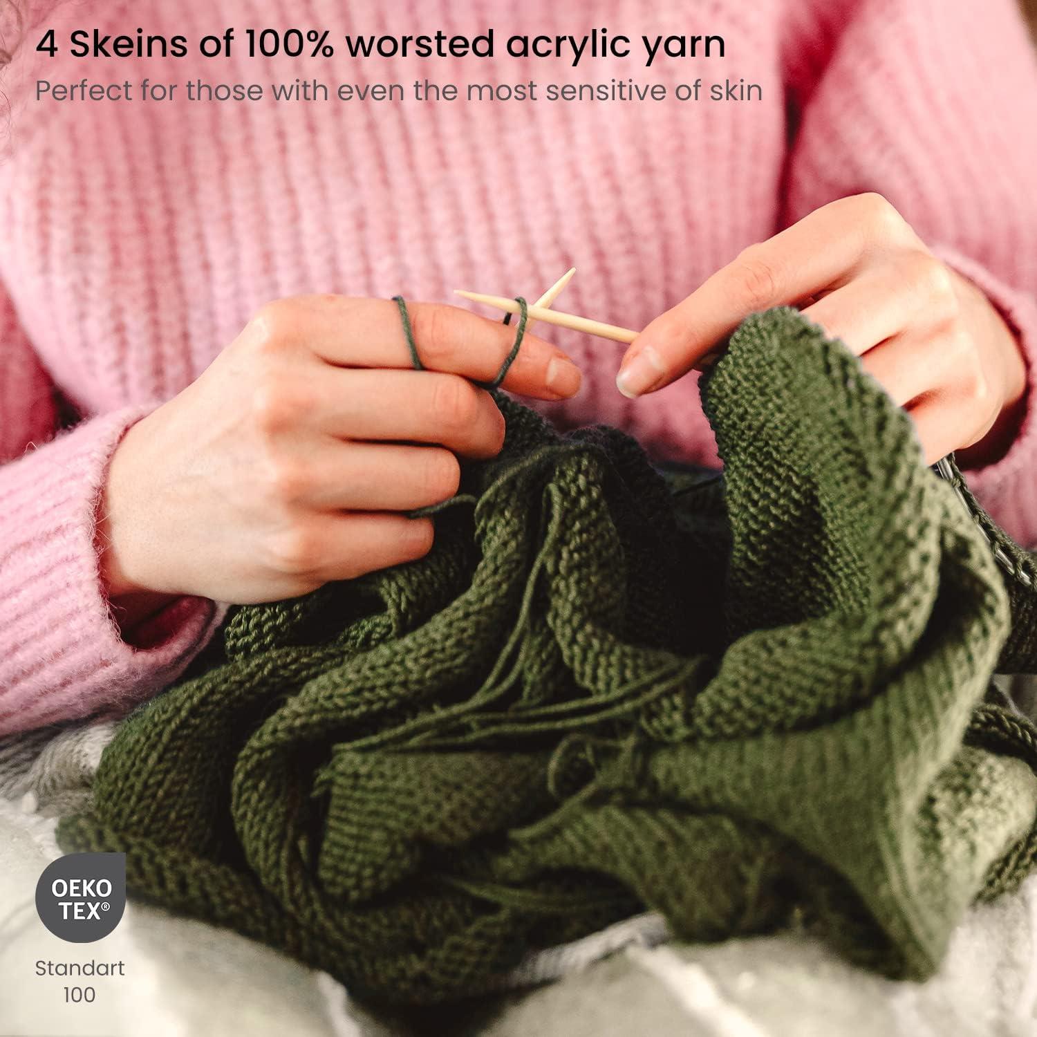 imageARTEZA Acrylic Yarn for Crocheting 4 x 200g Skeins of Worsted Yarn for Knitting Mossy A602 Knitting ampamp Crochet SuppliesPack Mossy