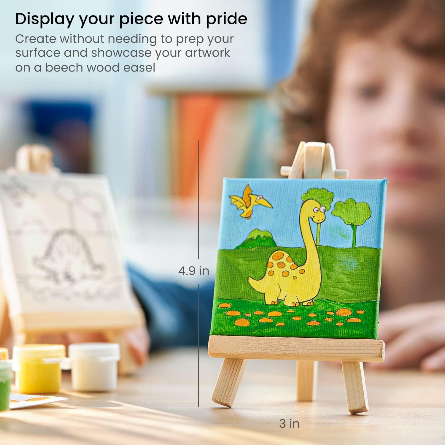 imageARTEZA AnimalThemed Painting Set for Kids 4 PreSized 8x8 Inch Canvases 24 Vibrant Acrylic Colors 4 Brushes ampamp Palettes Creative Art Activities for Ages 6Dinosaur