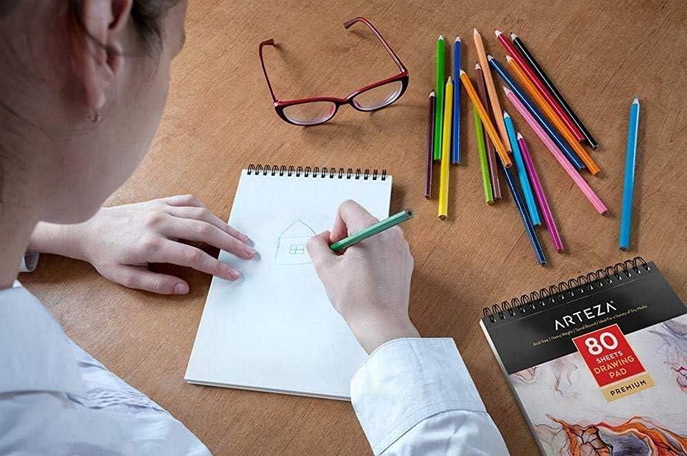 imageARTEZA Artist Sketch Pad 9x12 Inches 2Pack 80 SpiralBound Sheets Each AcidFree 80 lb White Paper for Sketching Drawing ampamp Daily Art Practice9x12 Pack of 2