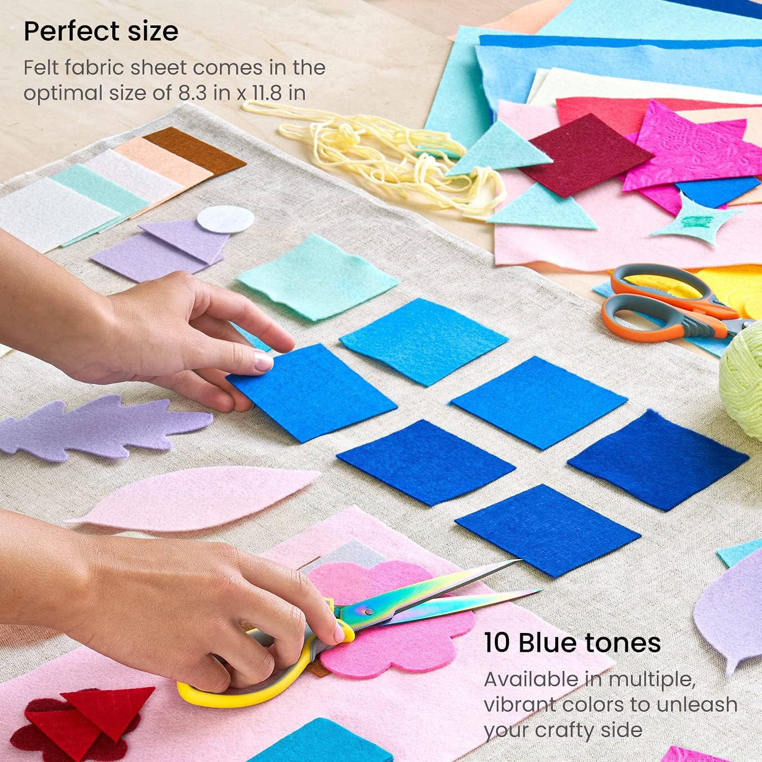 imageARTEZA Blue Craft Felt Sheets 83 x 118 Inches Set of 50 20 Soft and 30 Stiff Non Woven Felt Fabric for Sewing and DIY Projects