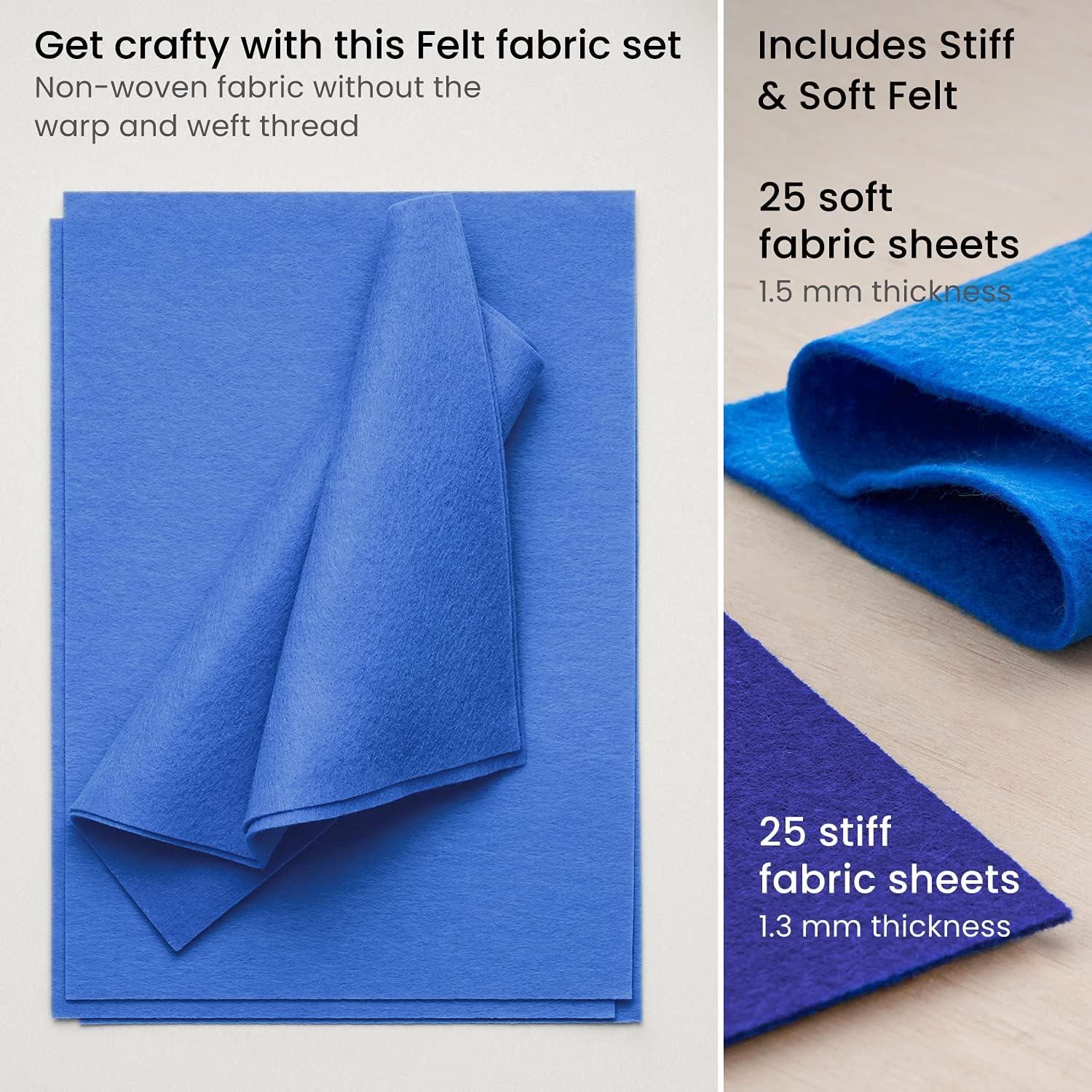 imageARTEZA Blue Craft Felt Sheets 83 x 118 Inches Set of 50 20 Soft and 30 Stiff Non Woven Felt Fabric for Sewing and DIY Projects