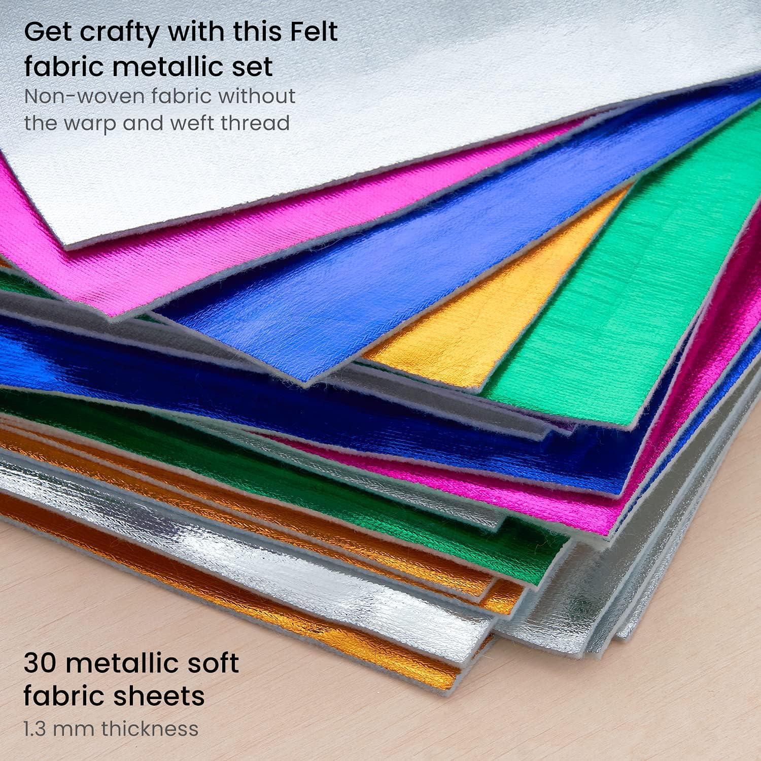 imageARTEZA Craft Felt Sheets 83 x 118 Inches Set of 30 Metallic Assorted Colors Stiff Non Woven Felt Fabric for Sewing and DIY Projects
