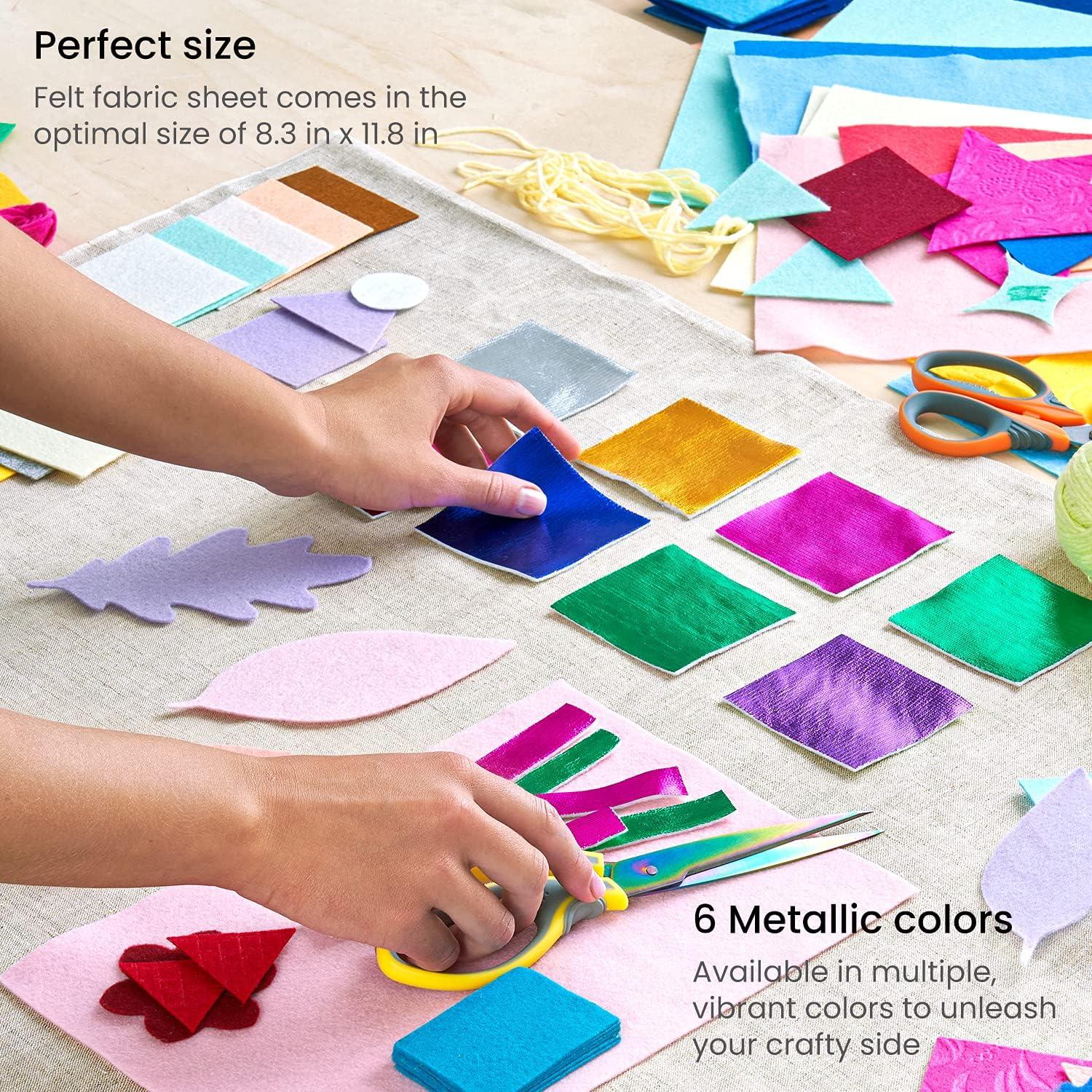 imageARTEZA Craft Felt Sheets 83 x 118 Inches Set of 30 Metallic Assorted Colors Stiff Non Woven Felt Fabric for Sewing and DIY Projects