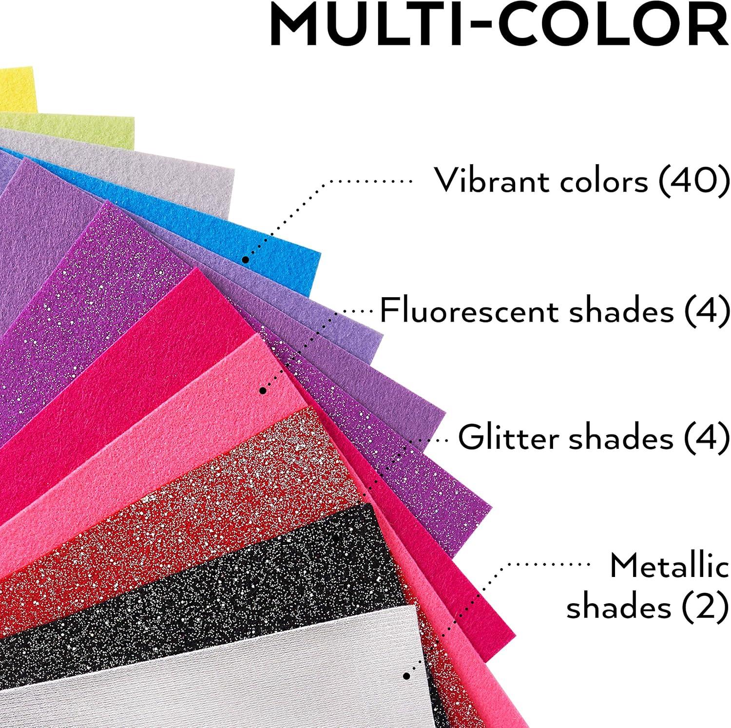 imageARTEZA Craft Felt Sheets 83 x 118 Inches Set of 50 Assorted Colors Stiff Non Woven Felt Fabric for Sewing and DIY Projects