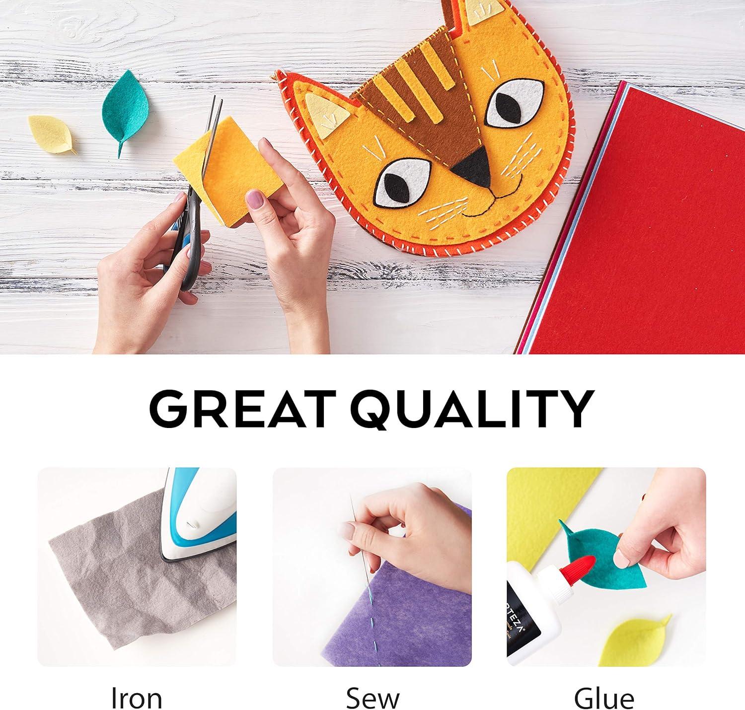imageARTEZA Craft Felt Sheets 83 x 118 Inches Set of 50 Assorted Colors Stiff Non Woven Felt Fabric for Sewing and DIY Projects