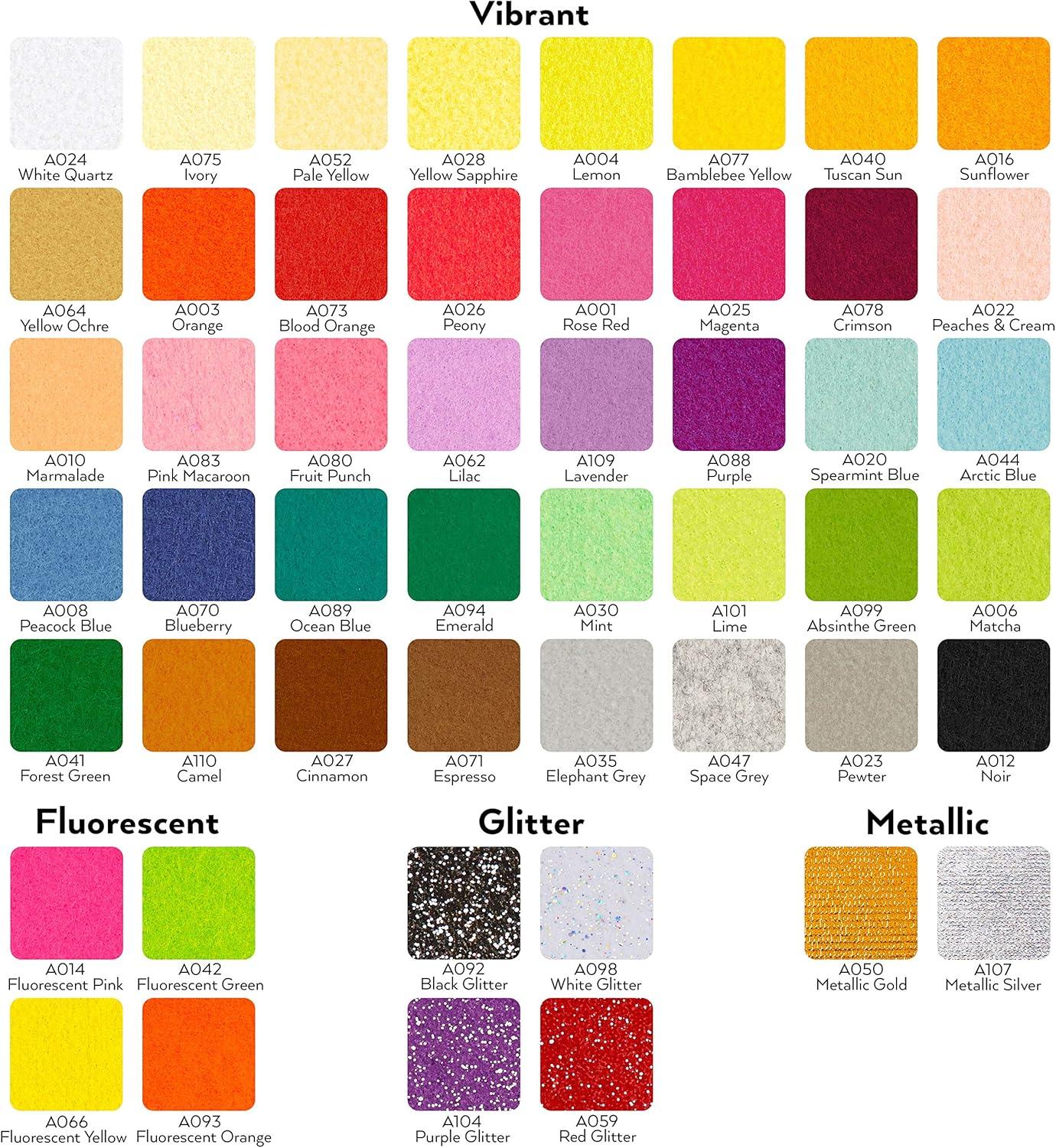 imageARTEZA Craft Felt Sheets 83 x 118 Inches Set of 50 Assorted Colors Stiff Non Woven Felt Fabric for Sewing and DIY Projects