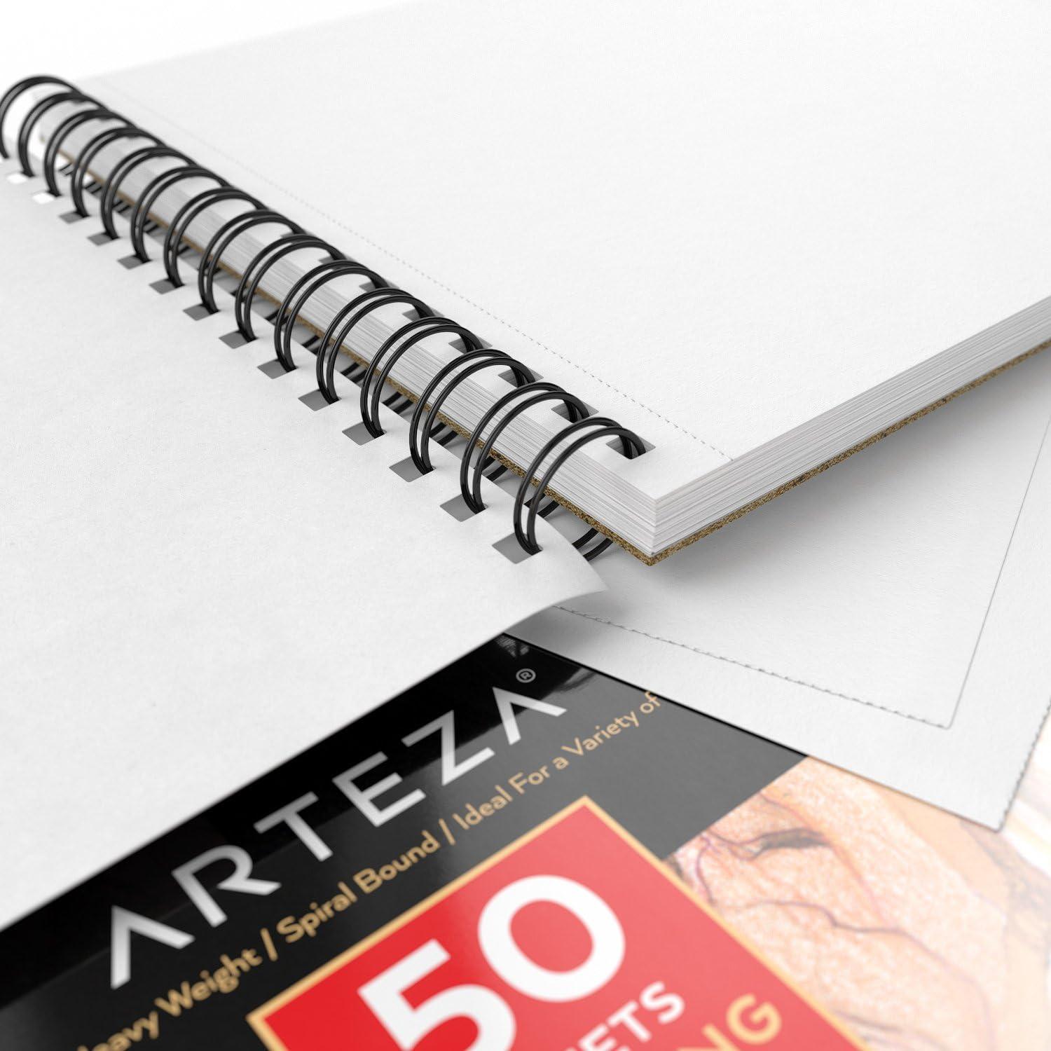 imageARTEZA Drawing Paper Pad 8 x 10 Inches Pack of 1 50 Sheets Spiral Bound Artist Drawing Books Durable Acid Free White Sketch Paper8x10 Pack of 2