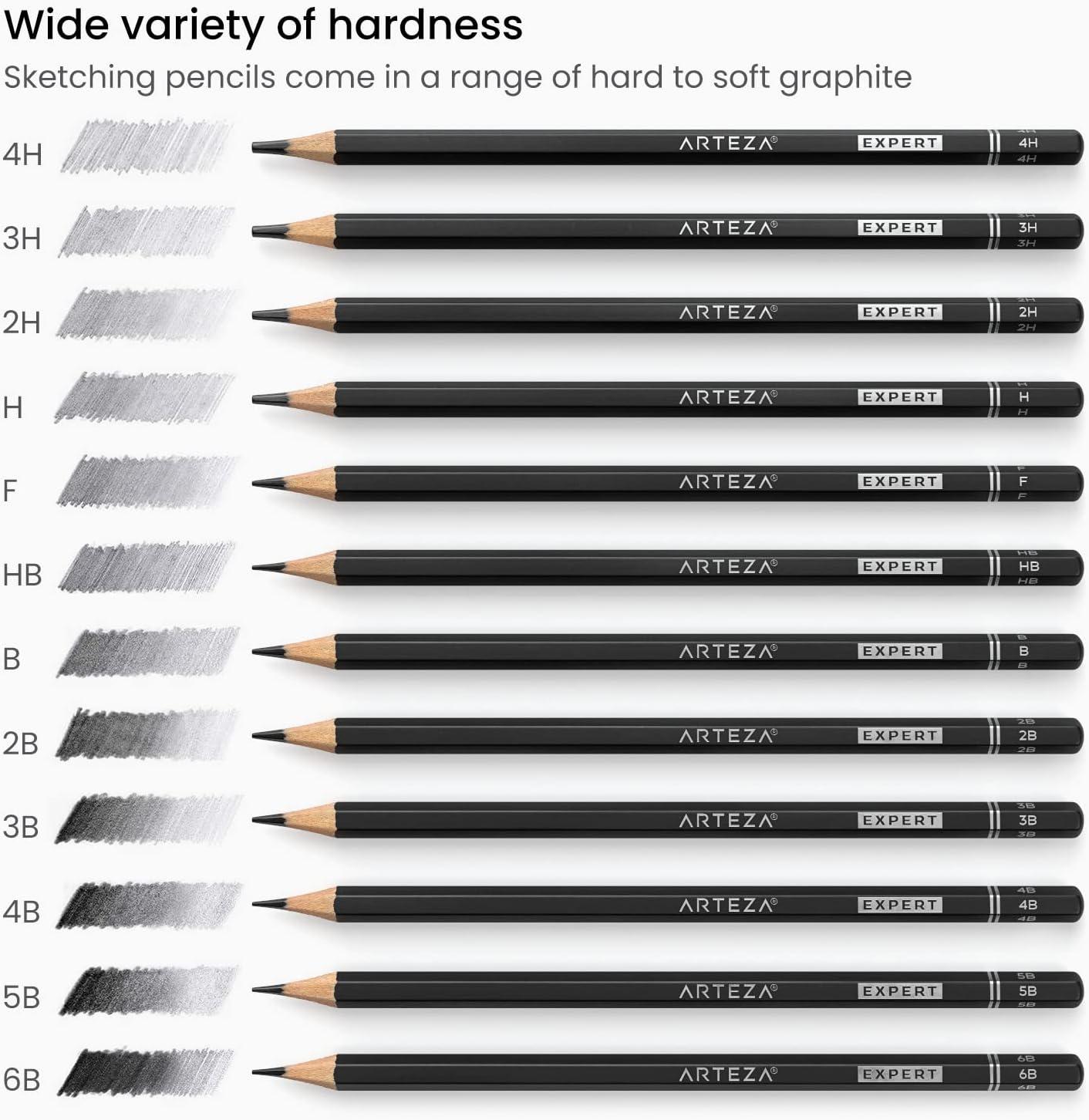 imageARTEZA Drawing Sketch Pencils Set of 12 Medium Hardness 6B 4H Graphite Pencils for Sketching and Drawing