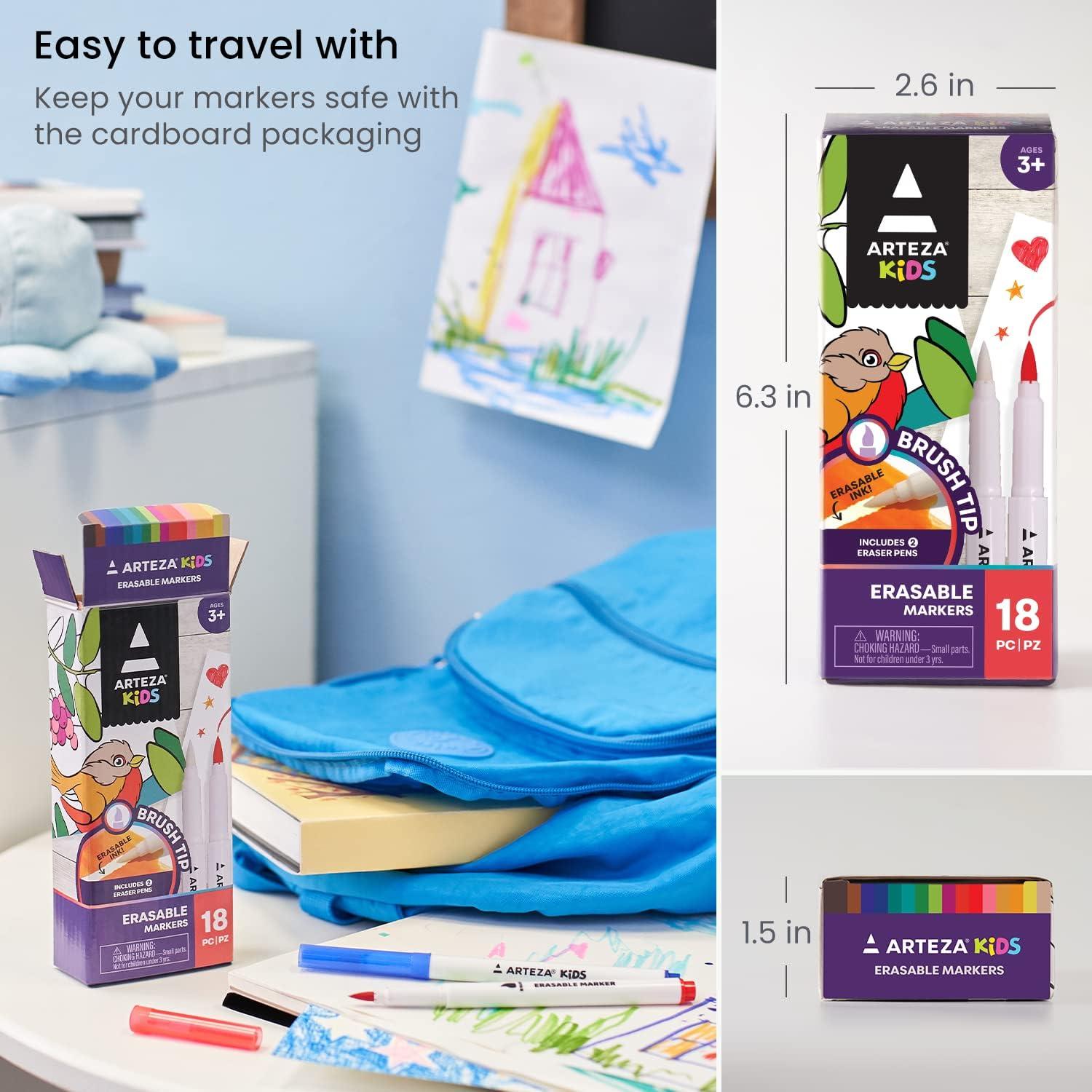 imageARTEZA Kids Fine Tip Washable Markers 42 Bright Colors 36 Washable Marker Pens and 6 NonWashable Neon Pens School Supplies for Kids Ages 3 and Up18 Bold Tip