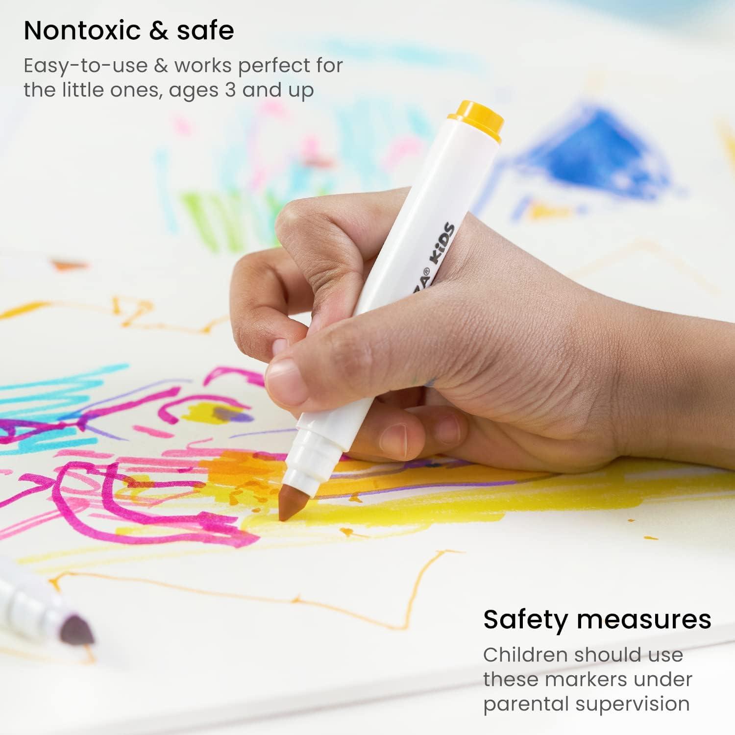 imageARTEZA Kids Fine Tip Washable Markers 42 Bright Colors 36 Washable Marker Pens and 6 NonWashable Neon Pens School Supplies for Kids Ages 3 and Up42 Broad Tip