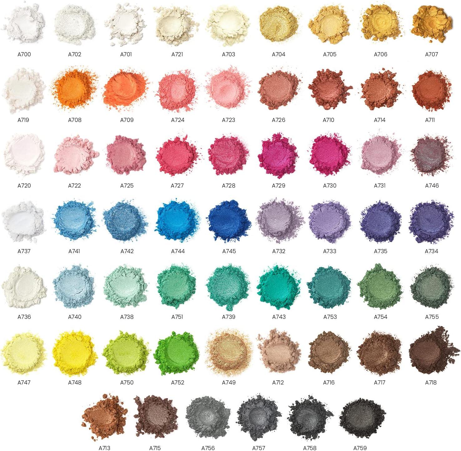 imageARTEZA Mica Powder for Epoxy Resin Set of 60 Assorted Colors 018 oz Bottles Mica Powder for Candle Making and DIY CraftsMulticolored