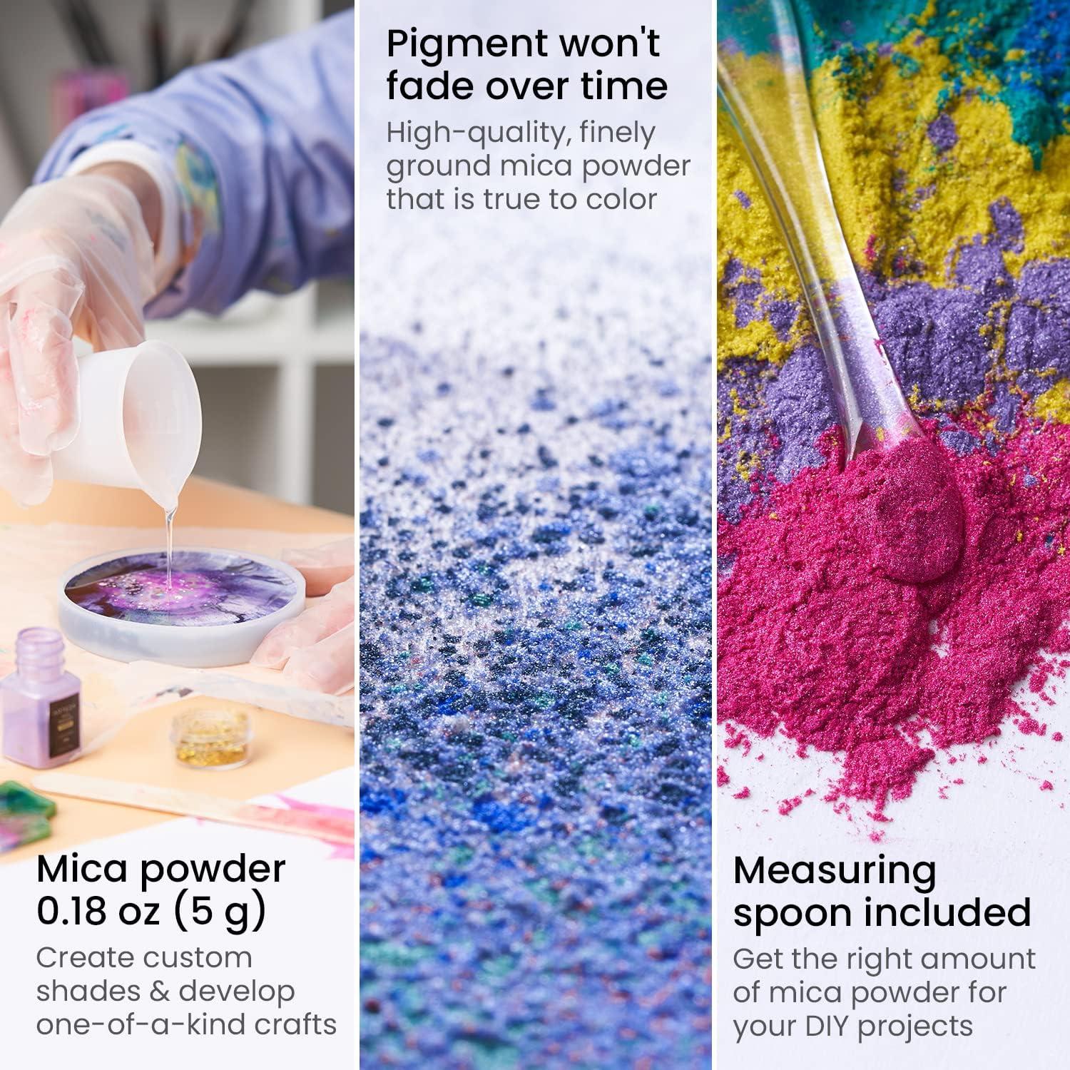 imageARTEZA Mica Powder for Epoxy Resin Set of 60 Assorted Colors 018 oz Bottles Mica Powder for Candle Making and DIY CraftsMulticolored