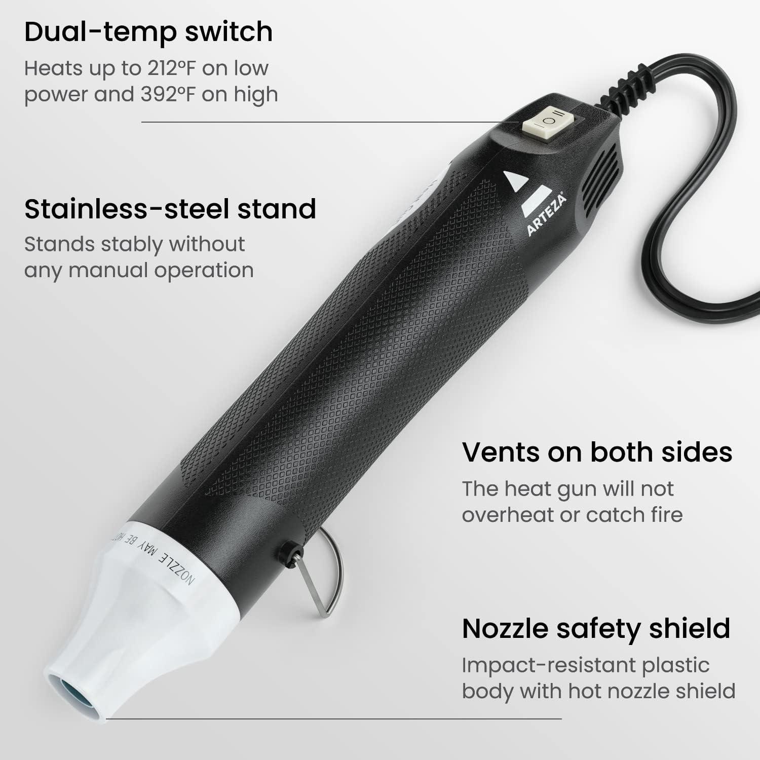 imageARTEZA Mini Heat Gun for Crafts 300W 212392 Fahrenheit Ergonomic Lightweight Hot Air Gun for Embossing Pouring Drying Resin