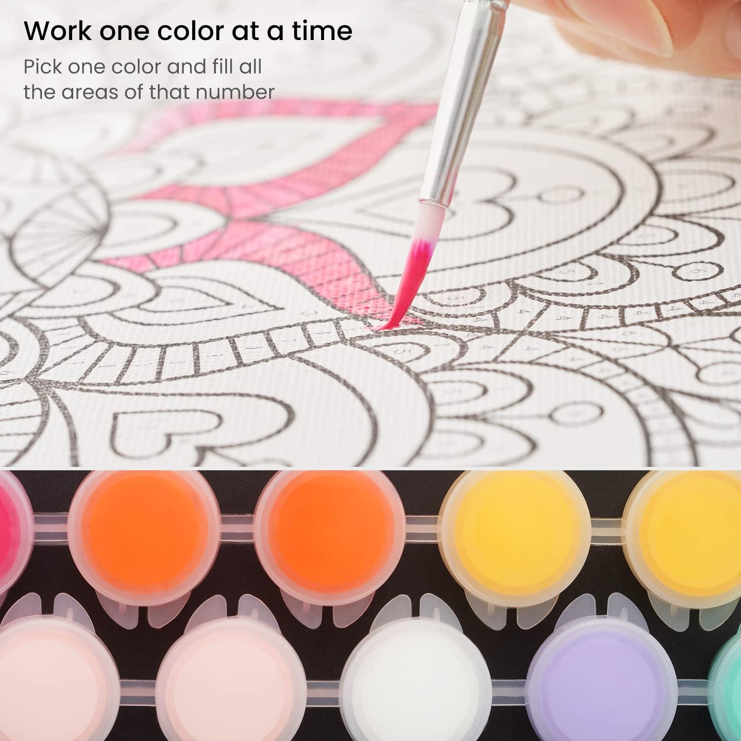 imageARTEZA Paint by Numbers Kit 12x16 Inches 21 Pieces Monstera Canvas Painting Kit Canvas Panel 12 Acrylic Paint Pots 5 Paintbrushes Art Supplies for a Meditative and CalmingMandala