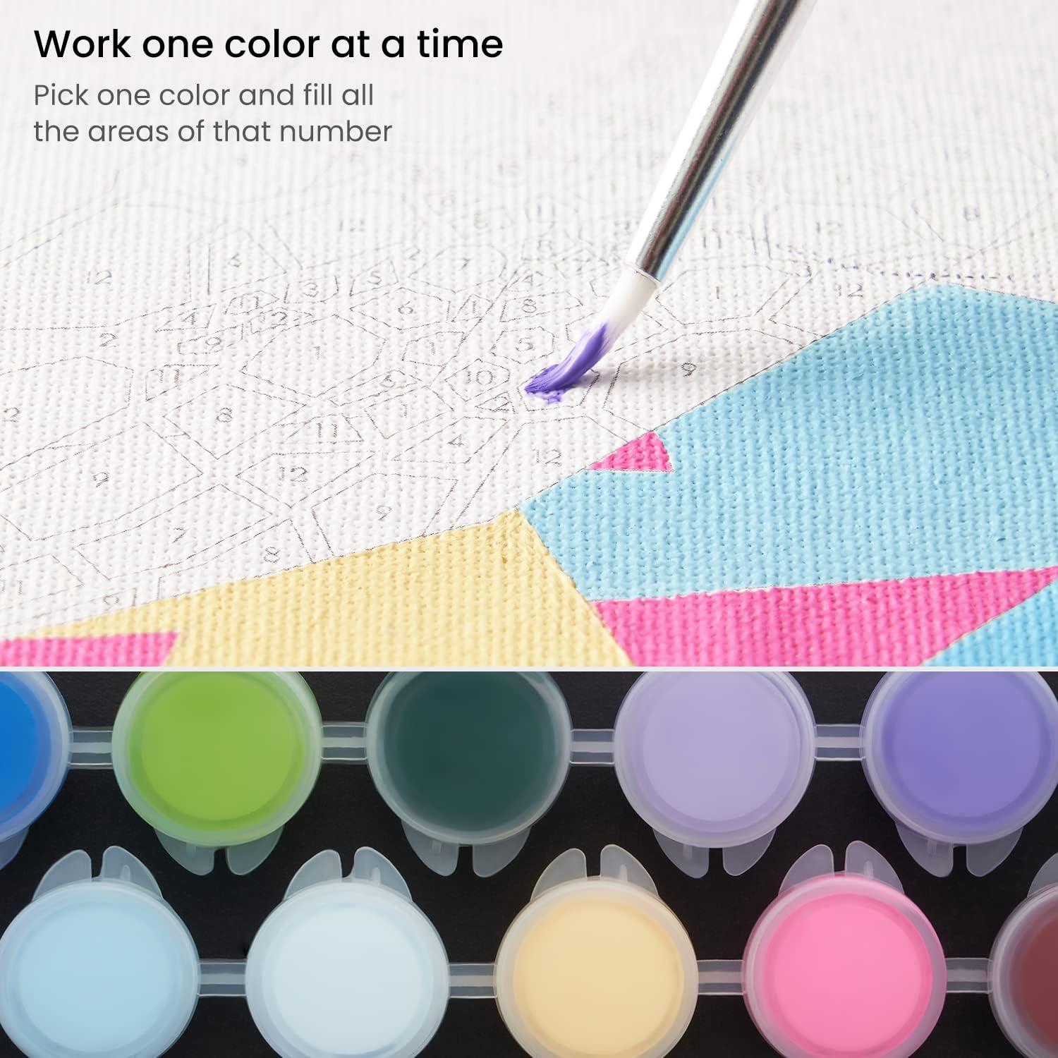 imageARTEZA Paint by Numbers Kit 12x16 Inches 21 Pieces Monstera Canvas Painting Kit Canvas Panel 12 Acrylic Paint Pots 5 Paintbrushes Art Supplies for a Meditative and CalmingTurtle