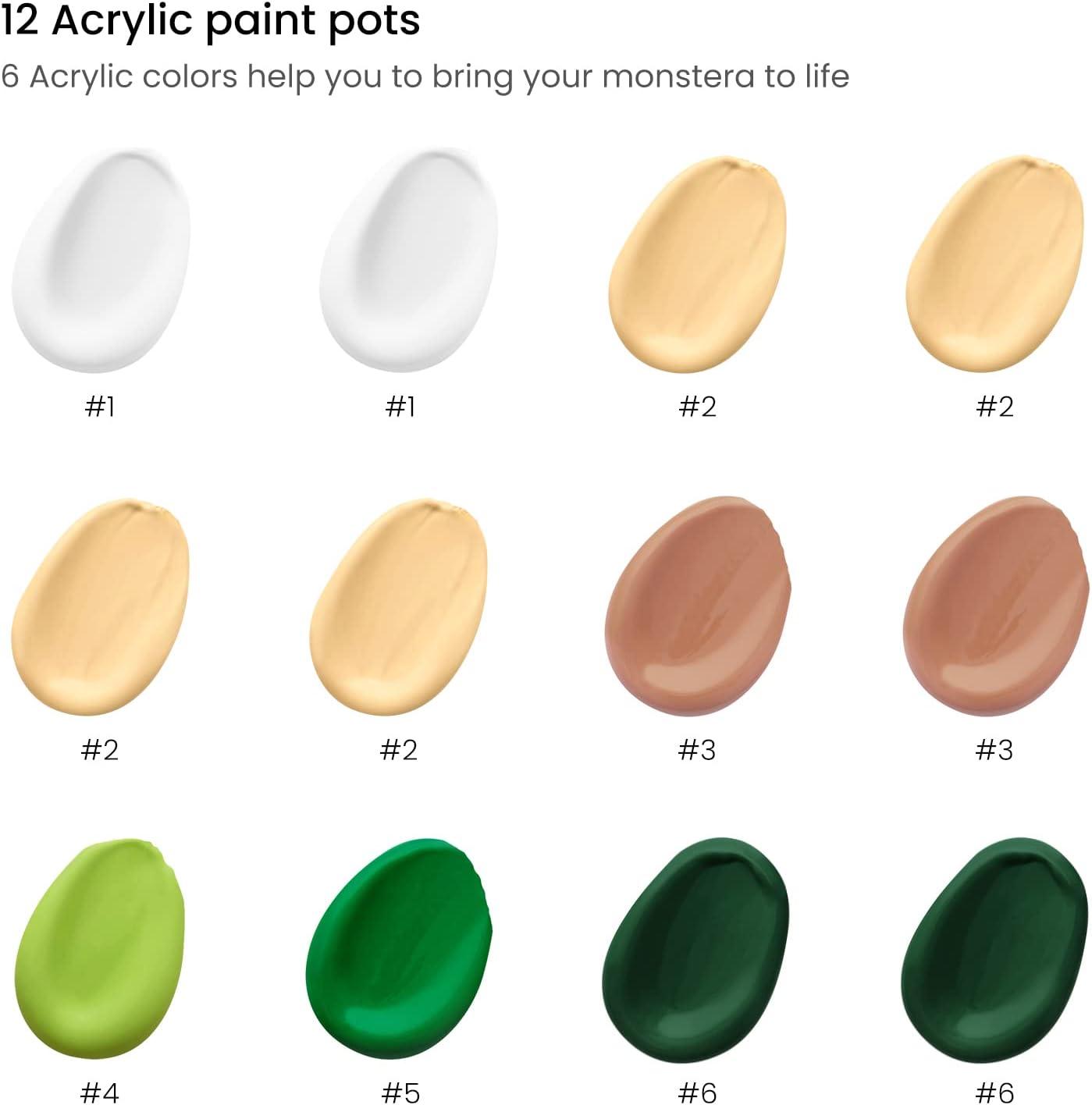 imageARTEZA Paint by Numbers Kit 12x16 Inches 21 Pieces Monstera Canvas Painting Kit Canvas Panel 12 Acrylic Paint Pots 5 Paintbrushes Art Supplies for a Meditative and CalmingMonstera