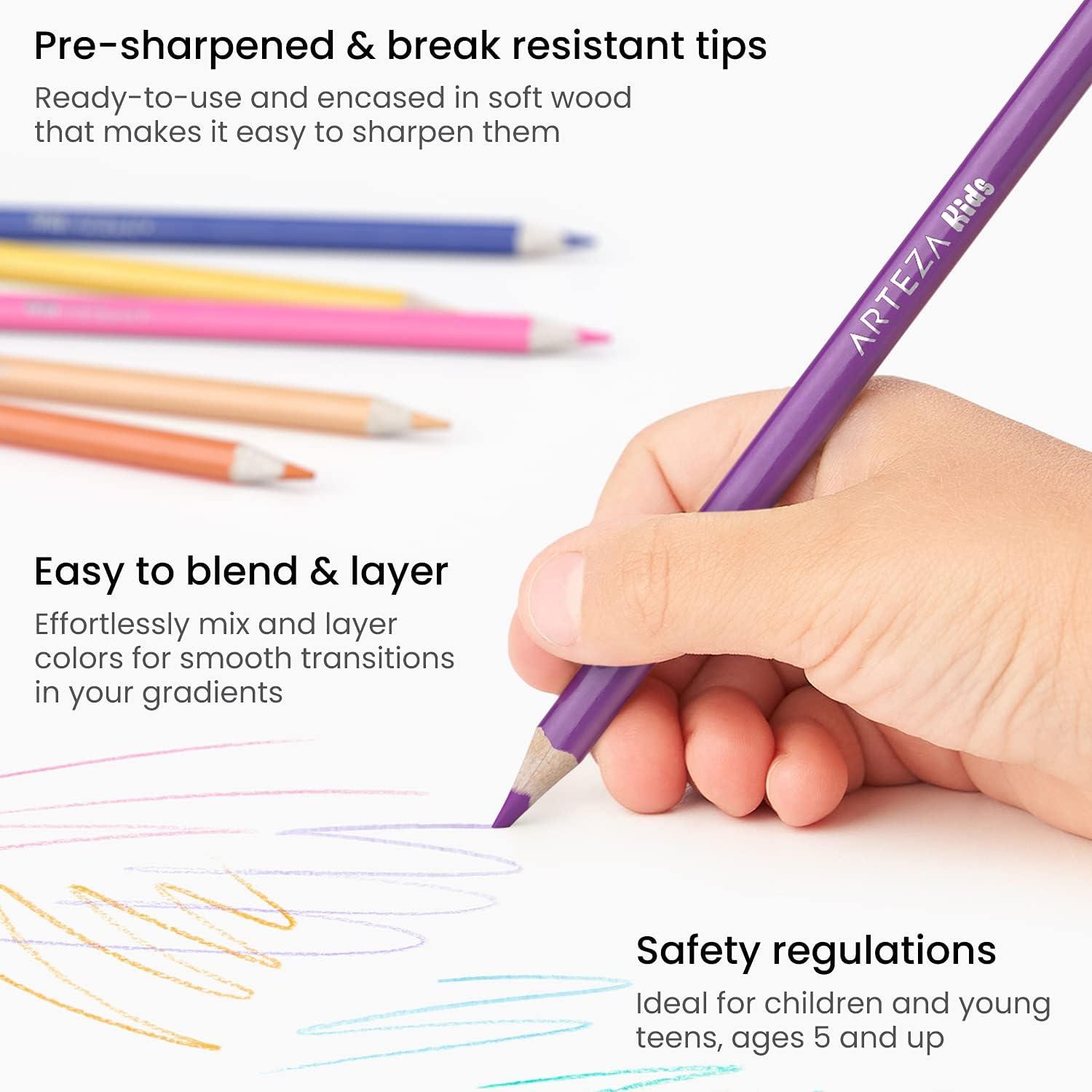 imageARTEZA Scented Colored Pencils for Kids 24 Triangle PreSharpened NonToxic Smelly Pencils for School Drawing Arts ampamp CraftsClassic