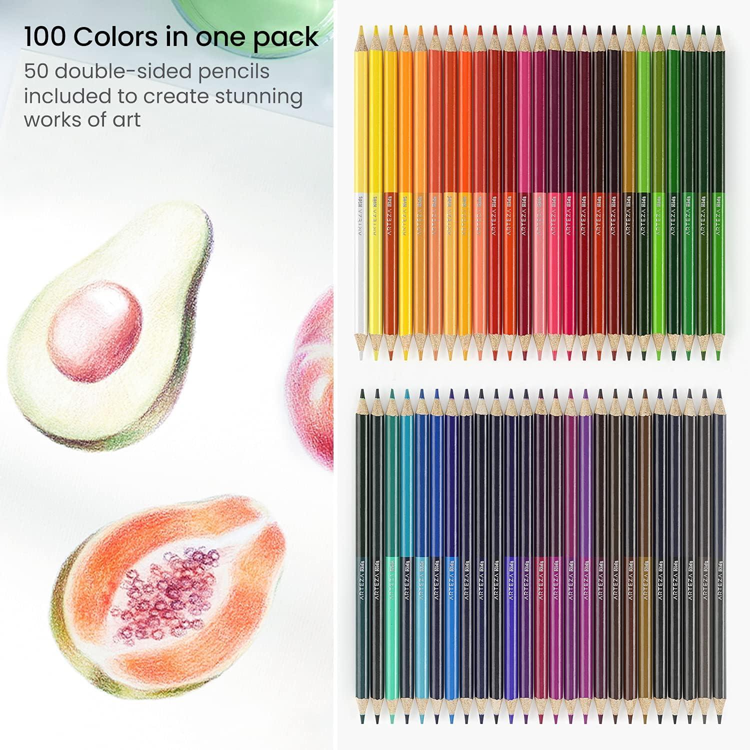 imageARTEZA Scented Colored Pencils for Kids 24 Triangle PreSharpened NonToxic Smelly Pencils for School Drawing Arts ampamp CraftsColored DoubleSided