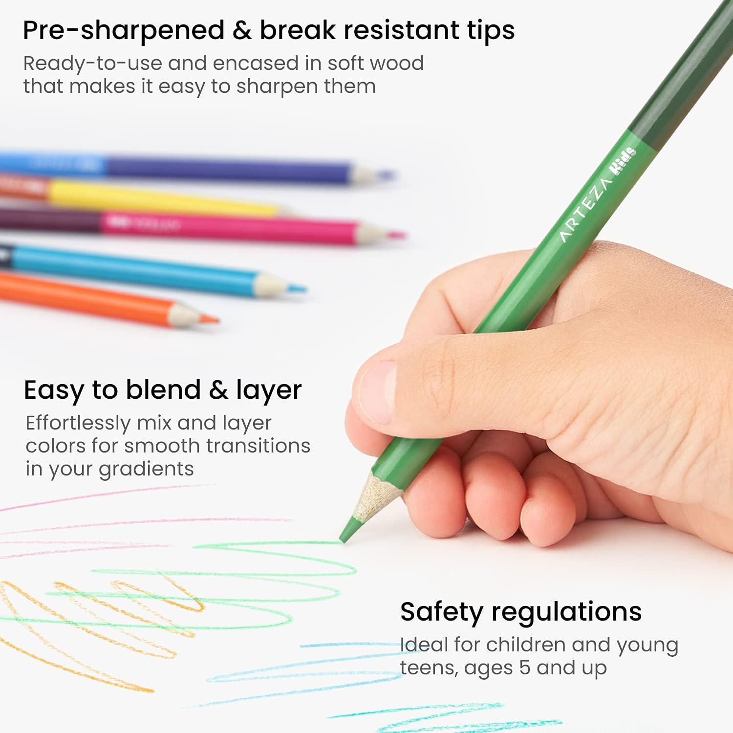 imageARTEZA Scented Colored Pencils for Kids 24 Triangle PreSharpened NonToxic Smelly Pencils for School Drawing Arts ampamp CraftsColored DoubleSided