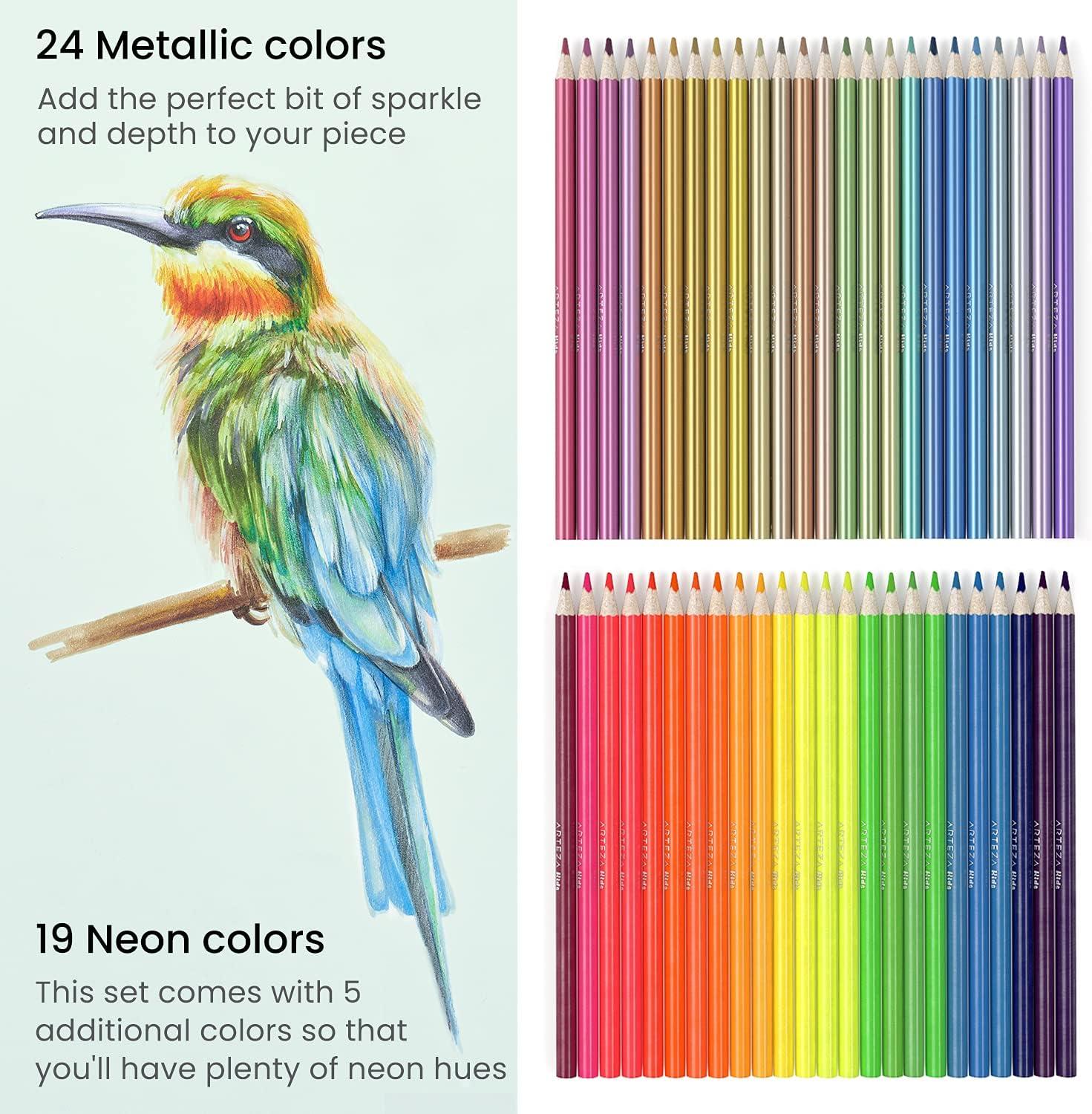 imageARTEZA Scented Colored Pencils for Kids 24 Triangle PreSharpened NonToxic Smelly Pencils for School Drawing Arts ampamp CraftsMetallic