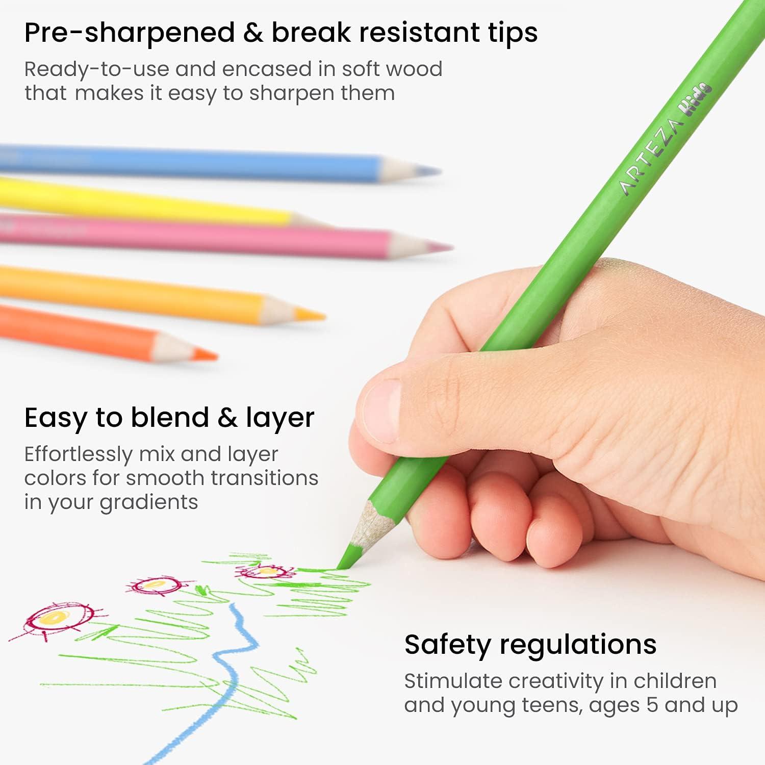 imageARTEZA Scented Colored Pencils for Kids 24 Triangle PreSharpened NonToxic Smelly Pencils for School Drawing Arts ampamp CraftsMetallic