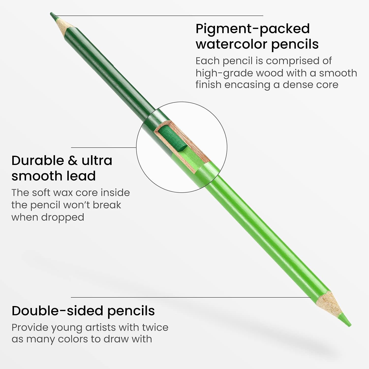 imageARTEZA Scented Colored Pencils for Kids 24 Triangle PreSharpened NonToxic Smelly Pencils for School Drawing Arts ampamp CraftsWatercolor DoubleSided