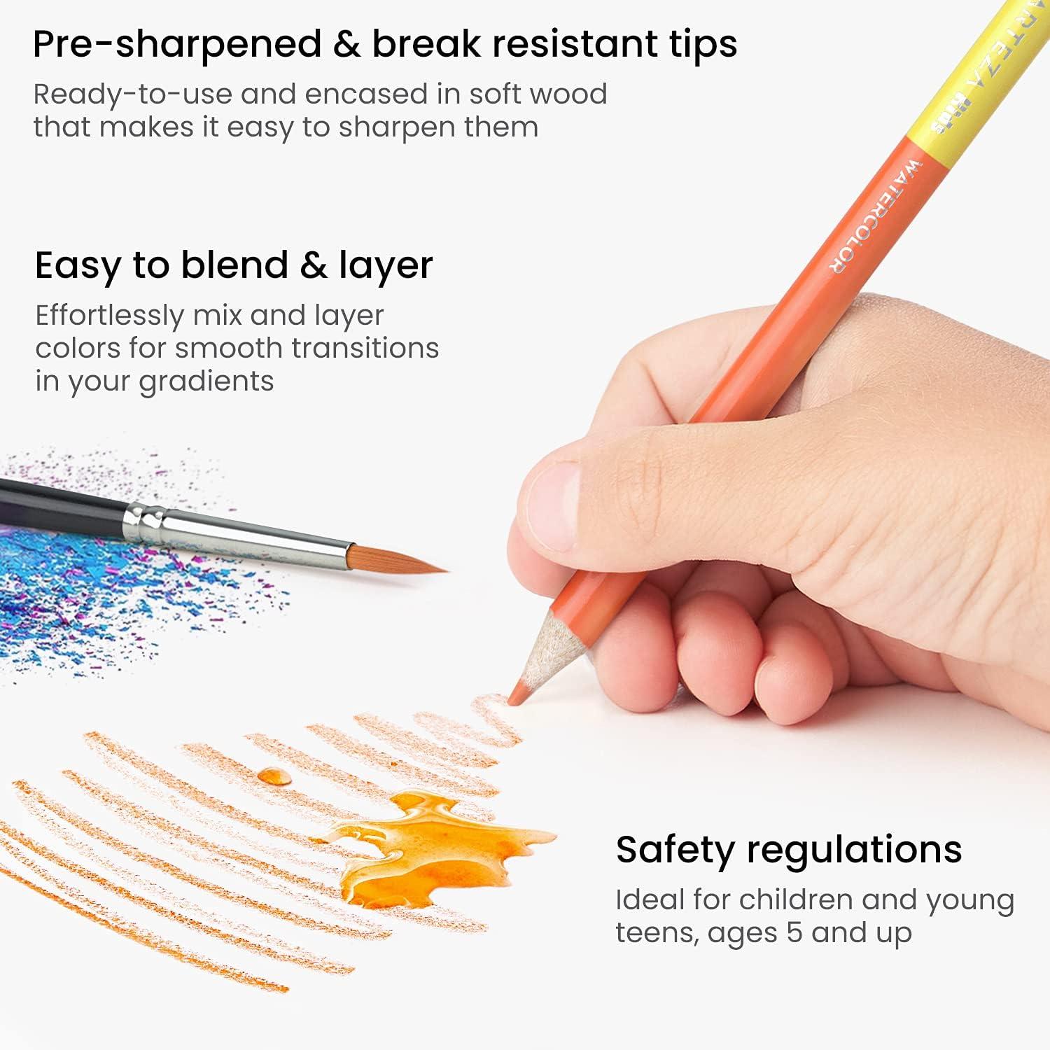 imageARTEZA Scented Colored Pencils for Kids 24 Triangle PreSharpened NonToxic Smelly Pencils for School Drawing Arts ampamp CraftsWatercolor DoubleSided