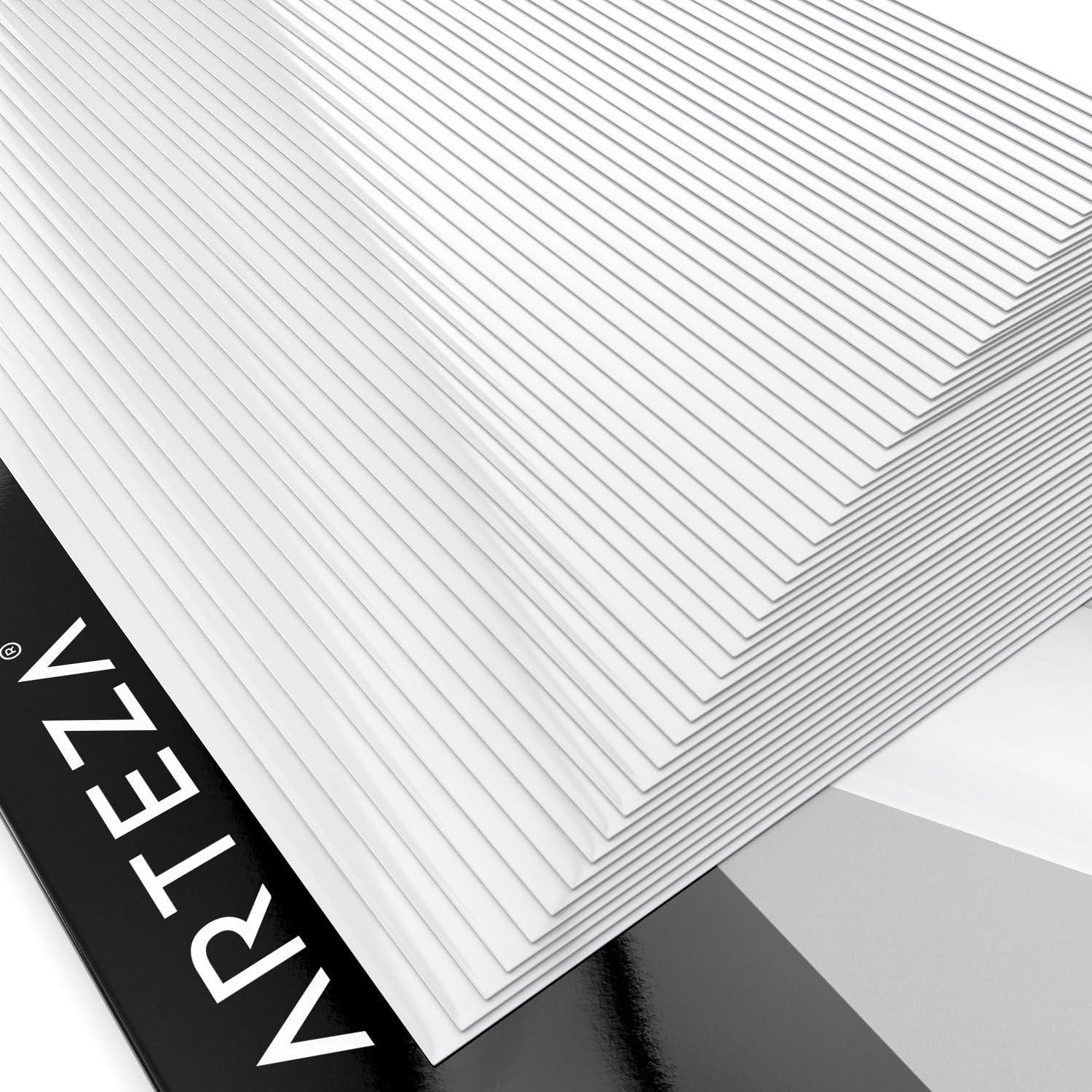 imageARTEZA Self Adhesive Vinyl Sheets 12 x 12 Inches Pack of 50 Glossy White Waterproof and Easy to Weed and Cut SAV for DIY Projects