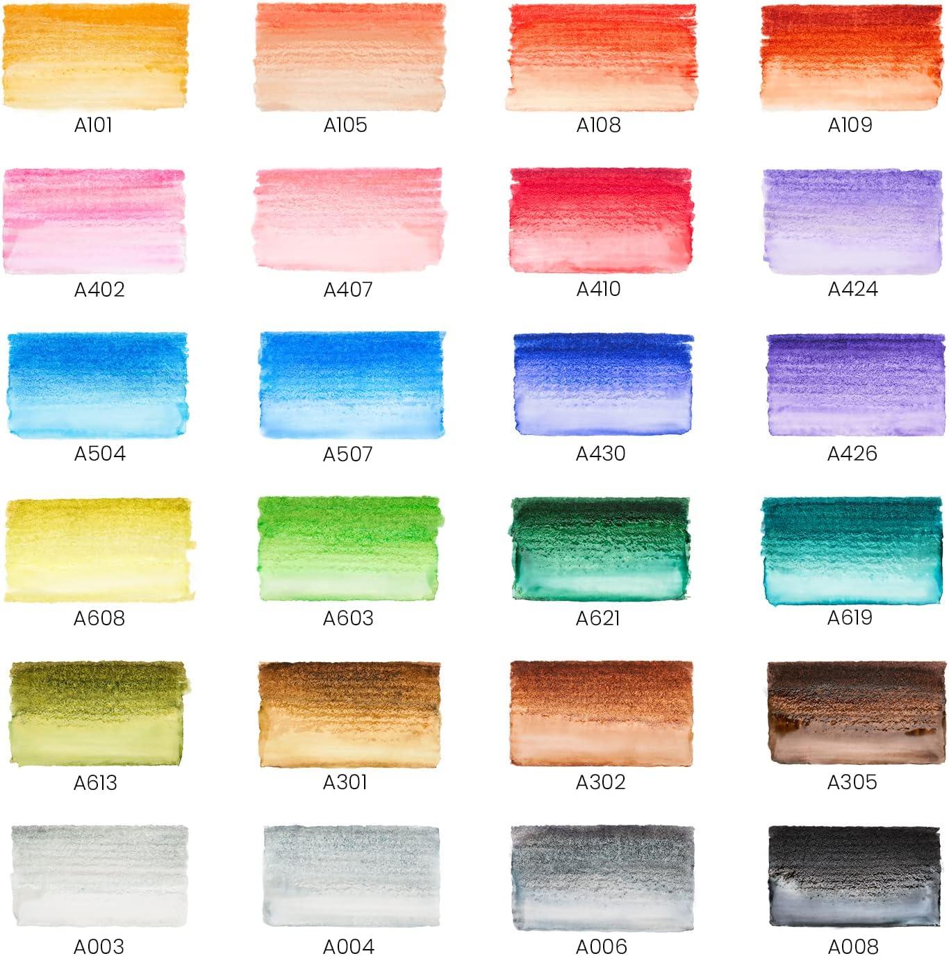 imageARTEZA Watercolor Paint Pens 24 Watercolor Brush Pens with Flexible Nylon Brush Tips Paint Markers for Artists and BeginnersAssorted Tones