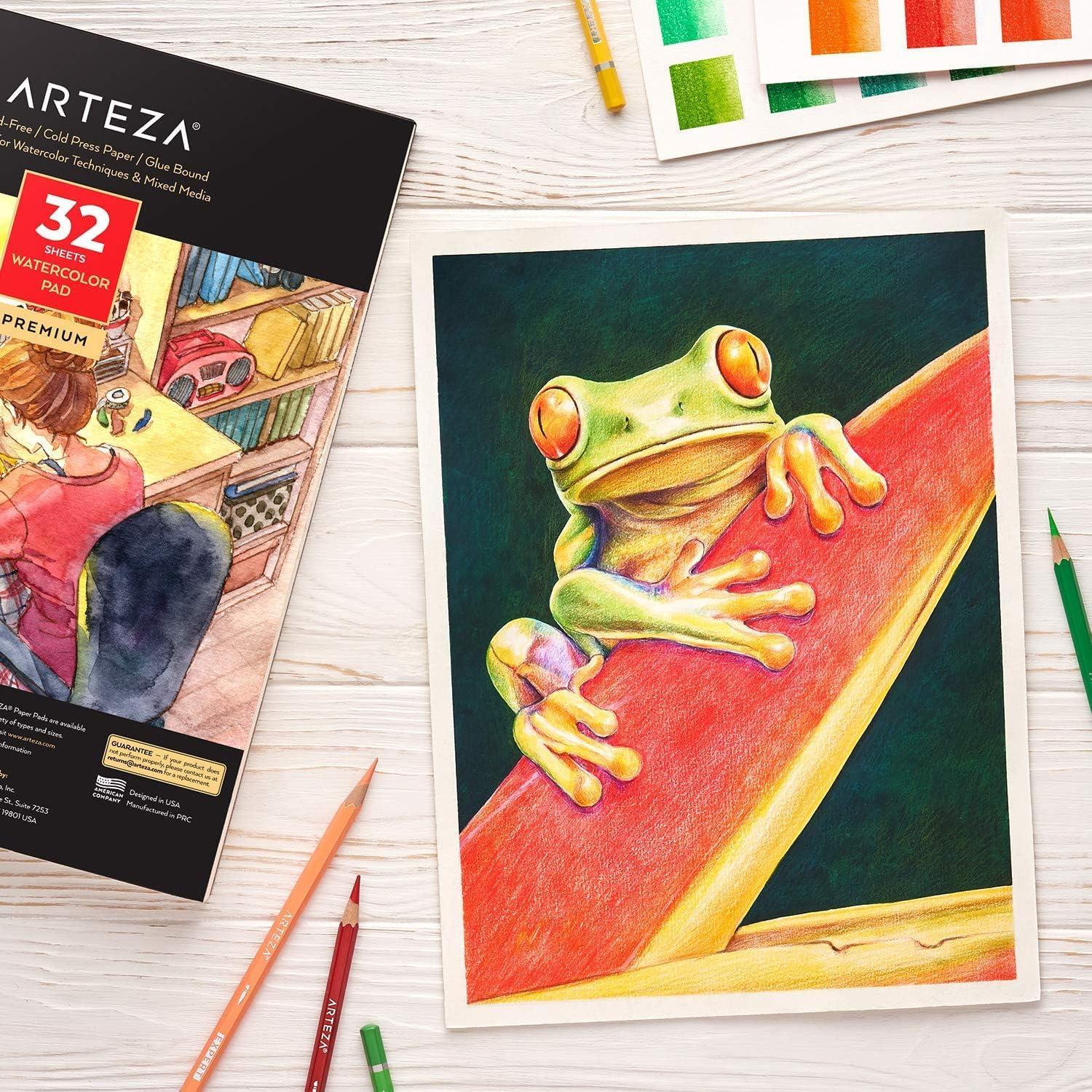 imageARTEZA Watercolor Paper Pack of 2 32 Sheets Each 9x12 Inch Watercolor Sketchbook 140lb300gsm Cold Press Acid Free Art Paper64 Sheets 9x12 Inch