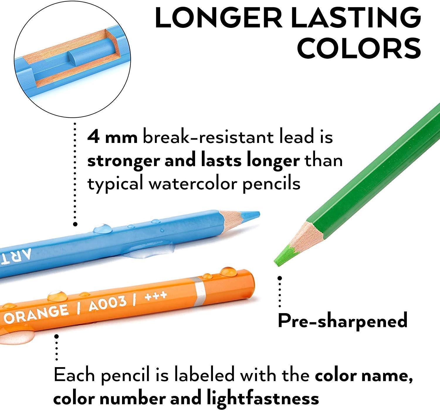 imageARTEZA Watercolor Pencils Set of 72 WaterSoluble Colored Pencils for Blending Layering Painting Lightfast Pigments with Soft Cores in Tin Case Art Supplies for Adults Artists Holiday Gift Set120