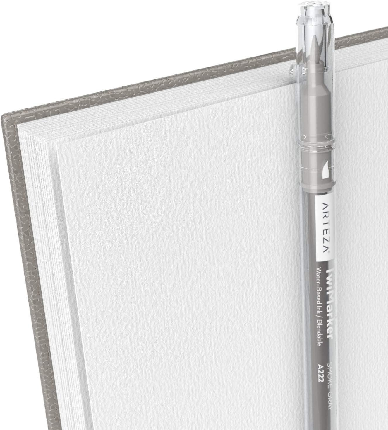 imageARTEZA Watercolor Sketchbook 2Pack 64 Pages Each 9 x 12 Inches Brown Hardcover 140Pound SpiralBound PaperGray