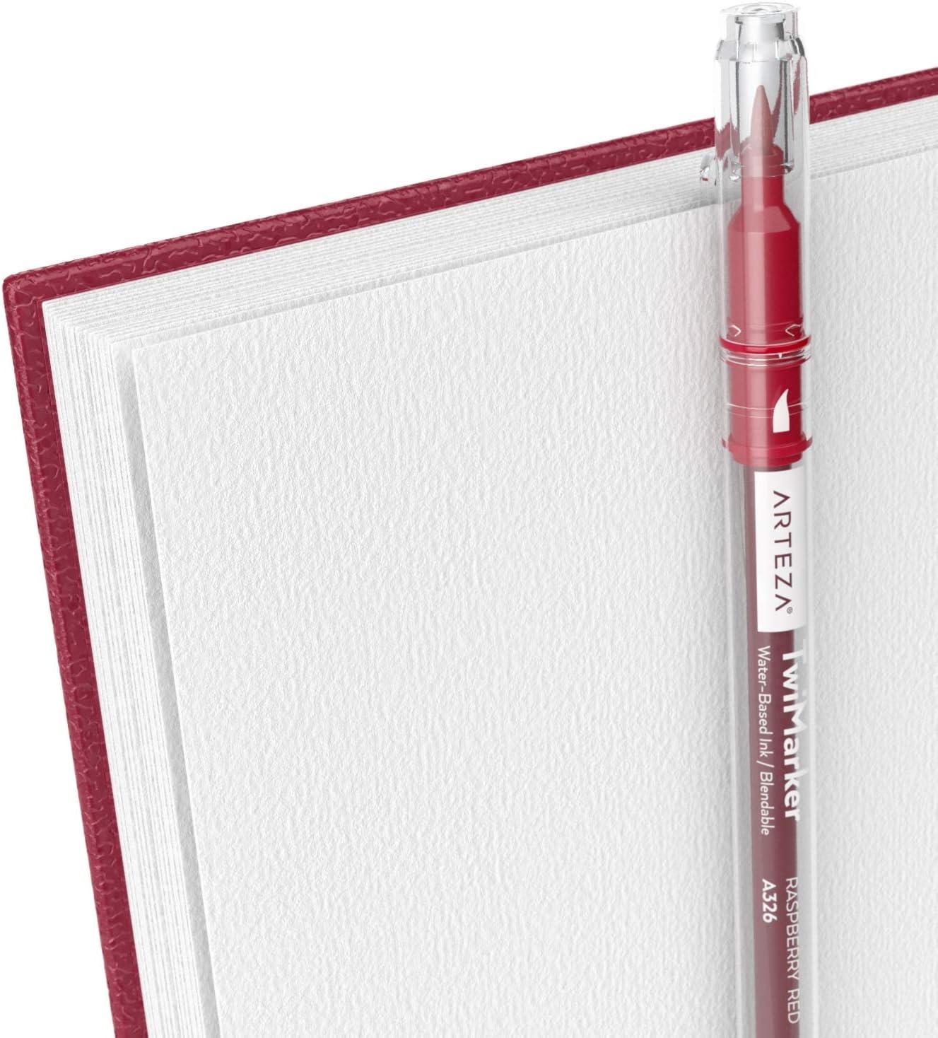 imageARTEZA Watercolor Sketchbook 2Pack 64 Pages Each 9 x 12 Inches Brown Hardcover 140Pound SpiralBound PaperPink