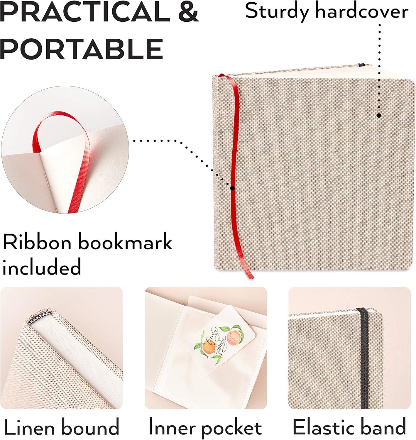 imageARTEZA Watercolor Sketchbook 2Pack 68 Pages Each 825 x 825 Inches Beige Hardcover 110Pound PaperBeige