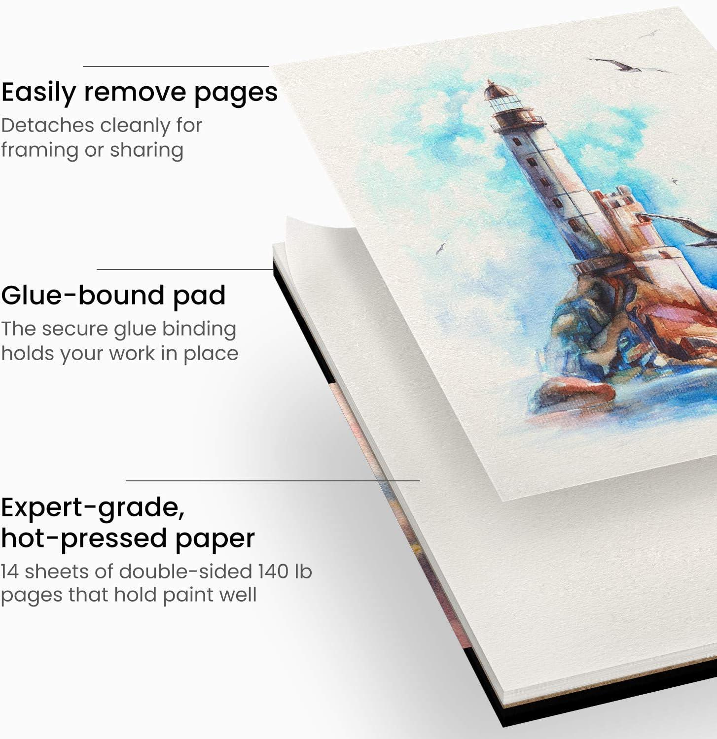 imageARTEZA Watercolor Sketchbook 2Pack 68 Pages Each 825 x 825 Inches Beige Hardcover 110Pound PaperWhite
