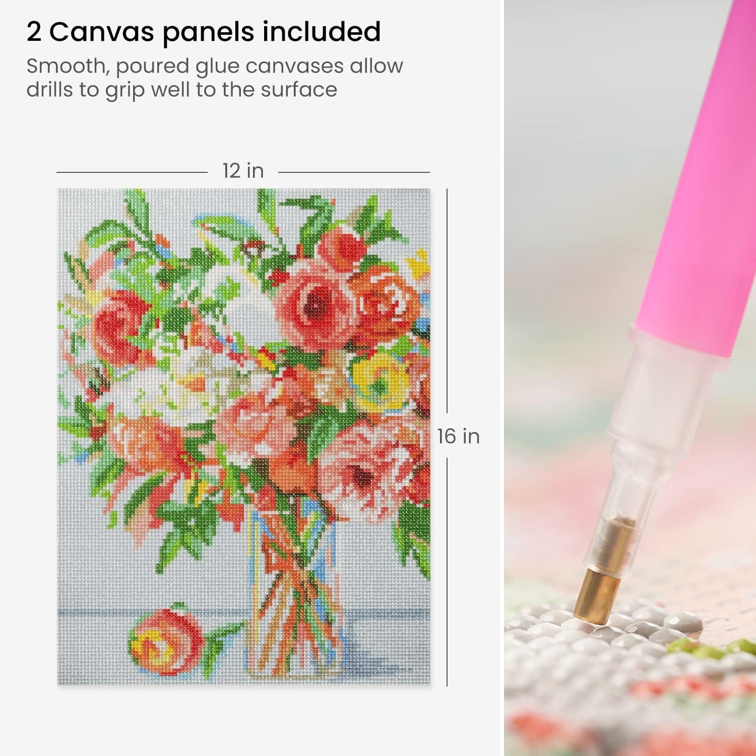 imageArteza 5D Diamond Painting Kit 2Pack Floral Designs FullDrill Diamond Art for Adults 12 x 16 Inches Canvases Round Rhinestones ampamp Painting Accessories Bead Art Craft SuppliesPastel Floral