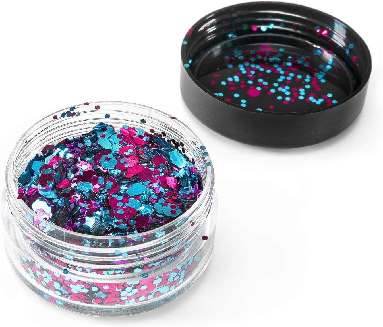 imageArteza Chunky Glitter Set of 2 Colors 5 g Jars Holographic Glitter in Mermaid Rain and Electra Tones Art Supplies for DIY Craft Projects