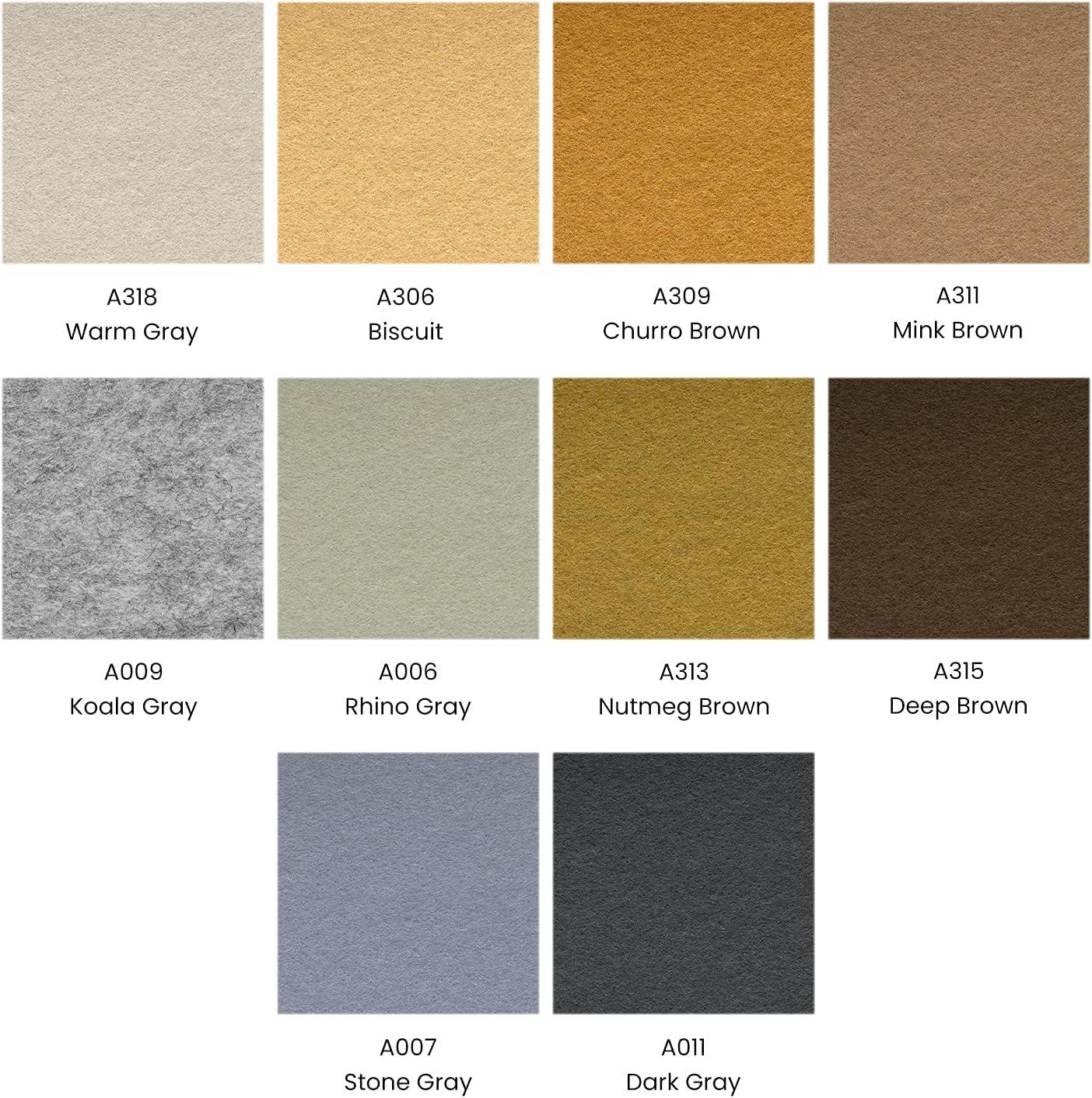 imageArteza Craft Felt Sheets Set of 50 83 x 118 inches 10 Brown and Gray Tones 20 Soft and 30 Stiff Non Woven Felt Fabric Squares 15mm and 13mm Thick Sewing Fabric for DIY Projects