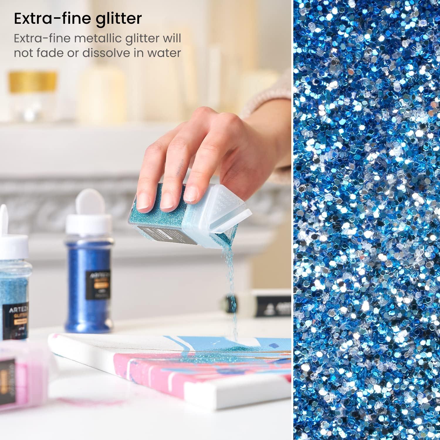imageArteza Fine Glitter Set 6 x 2oz Bottles OceanToned Glitter for Resin Glue Acrylic Paint Arts and Crafts Supplies for Creating DIY Projects and Holiday ArtOcean Colors