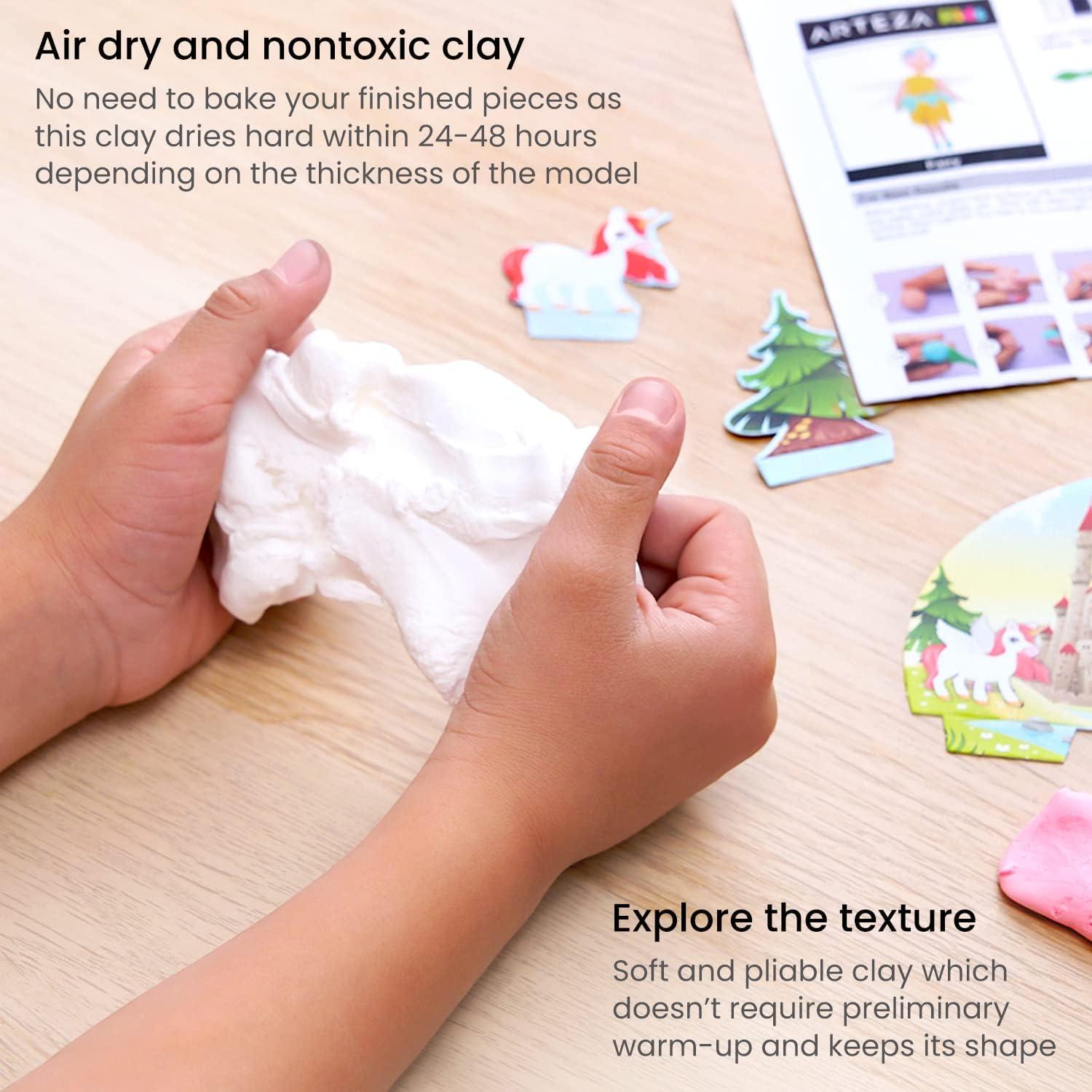 imageArteza Kids Air Dry Clay 42 Bars Safari Stage Modeling Clay Kit 14 MiniStages 14 Googly Eyes 3 Glitter Glues 1 Craft Tool 7 Instruction Sheets Craft Supplies for Learning and DevelopingMagical Creatures