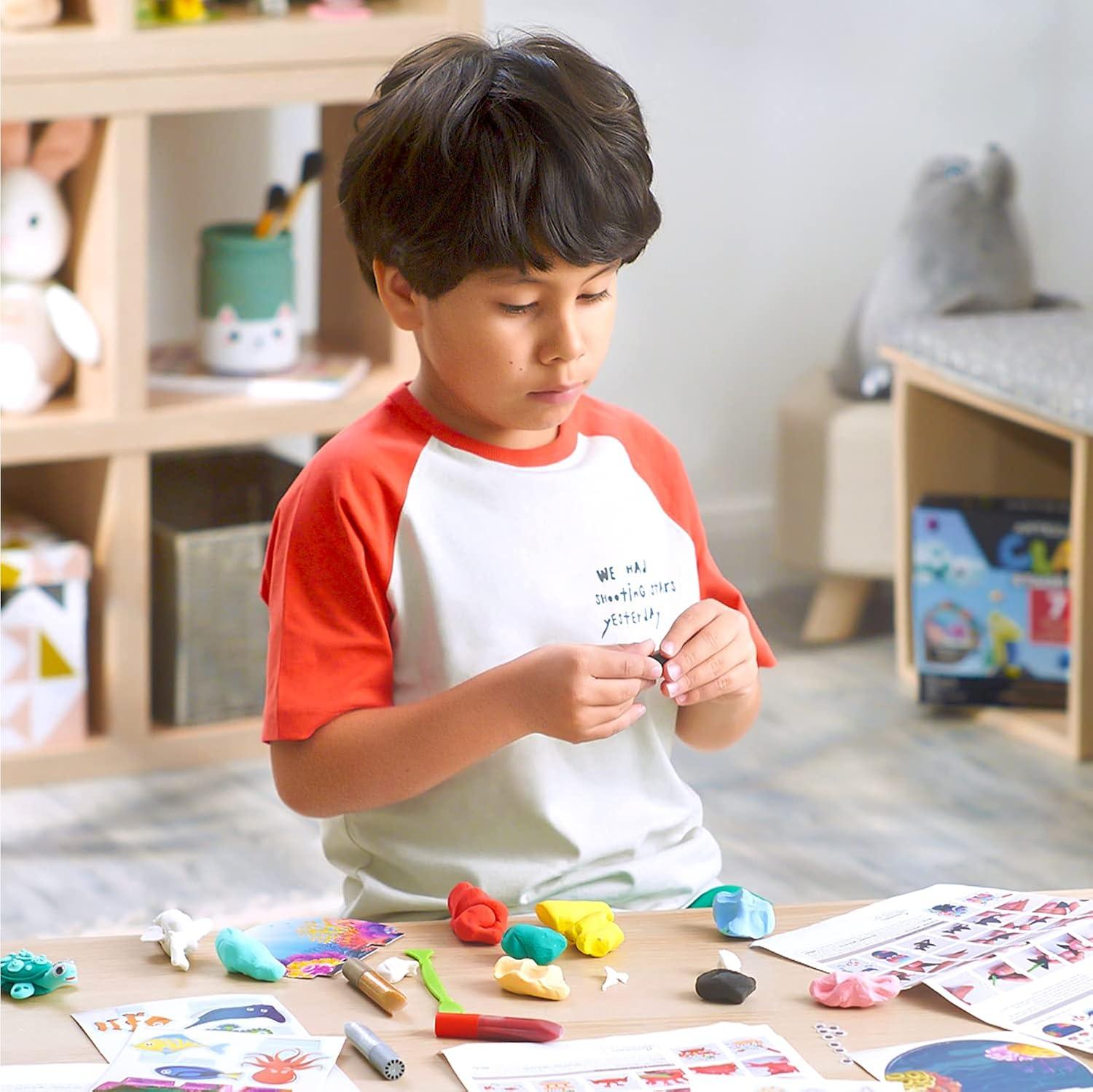 imageArteza Kids Air Dry Clay 42 Bars Safari Stage Modeling Clay Kit 14 MiniStages 14 Googly Eyes 3 Glitter Glues 1 Craft Tool 7 Instruction Sheets Craft Supplies for Learning and DevelopingSea Life Stage