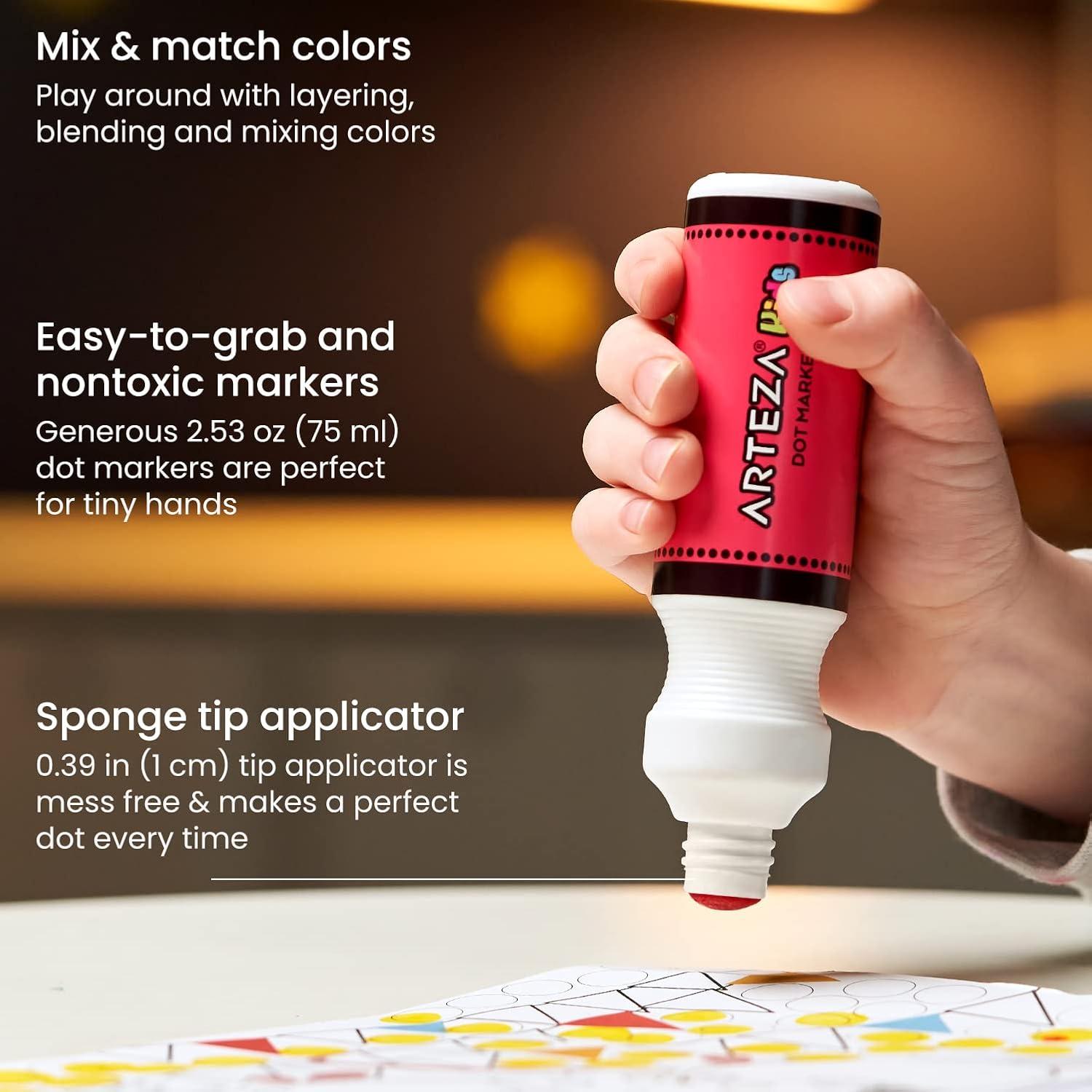 imageArteza Kids Dot Markers with Activity Book 6 Washable Bingo Daubers ampamp 50Page Book NonToxic Art Supplies for Toddlers and Preschool LearningColoring Fun