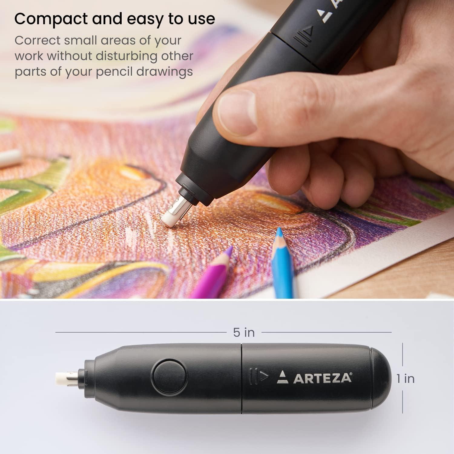 imageArteza Pencil Sharpener and Electric Eraser Set Black for 8mm Pencils 20 Eraser Refills Office Supplies for Teachers Students Classrooms and Art StudiosSharpener and Eraser