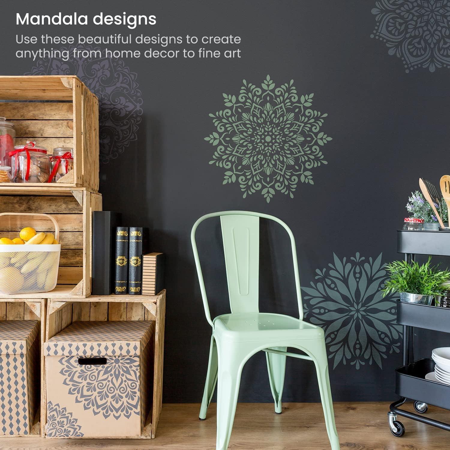 imageArteza Stencils for Painting 12 Unique Holiday Designs 159 x 1378 Inches Thick Plastic Holiday Stencils Art Supplies for Christmas Parties Family ActivitiesMandala Stencils
