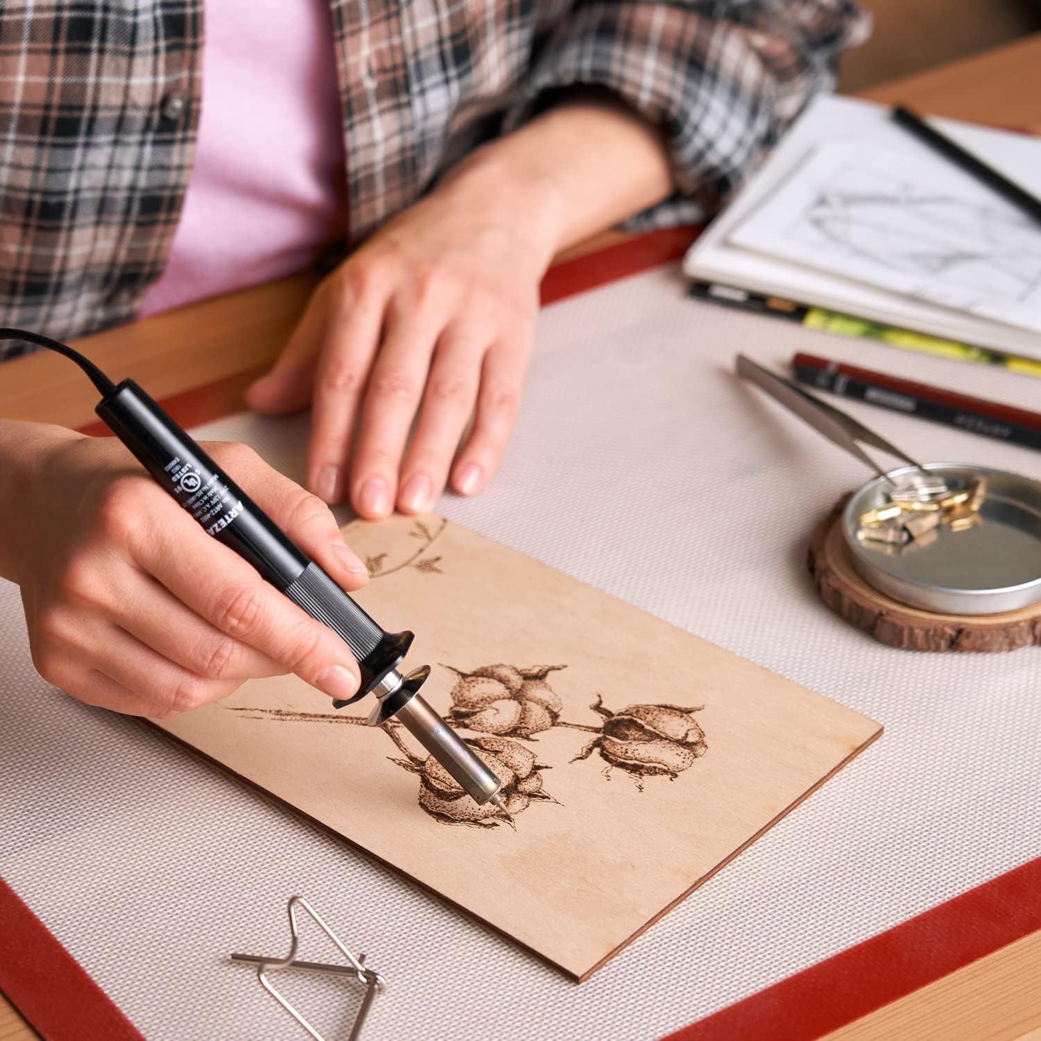 imageArteza Wood Burning Kit 1 Pyrography Pen 6 Interchangeable Tips 300400C 25W Heat Shield and Stand for Beginners Intermediates and Hobbyists