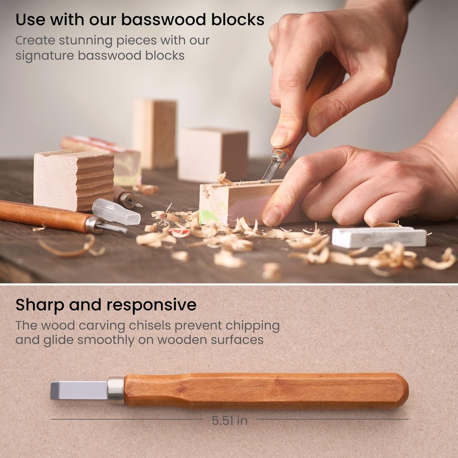 imageArteza Wood Carving Tools Kit 12 Cherry Wood Carving Tools with Steel Nozzles Craft Supplies for DIY Projects